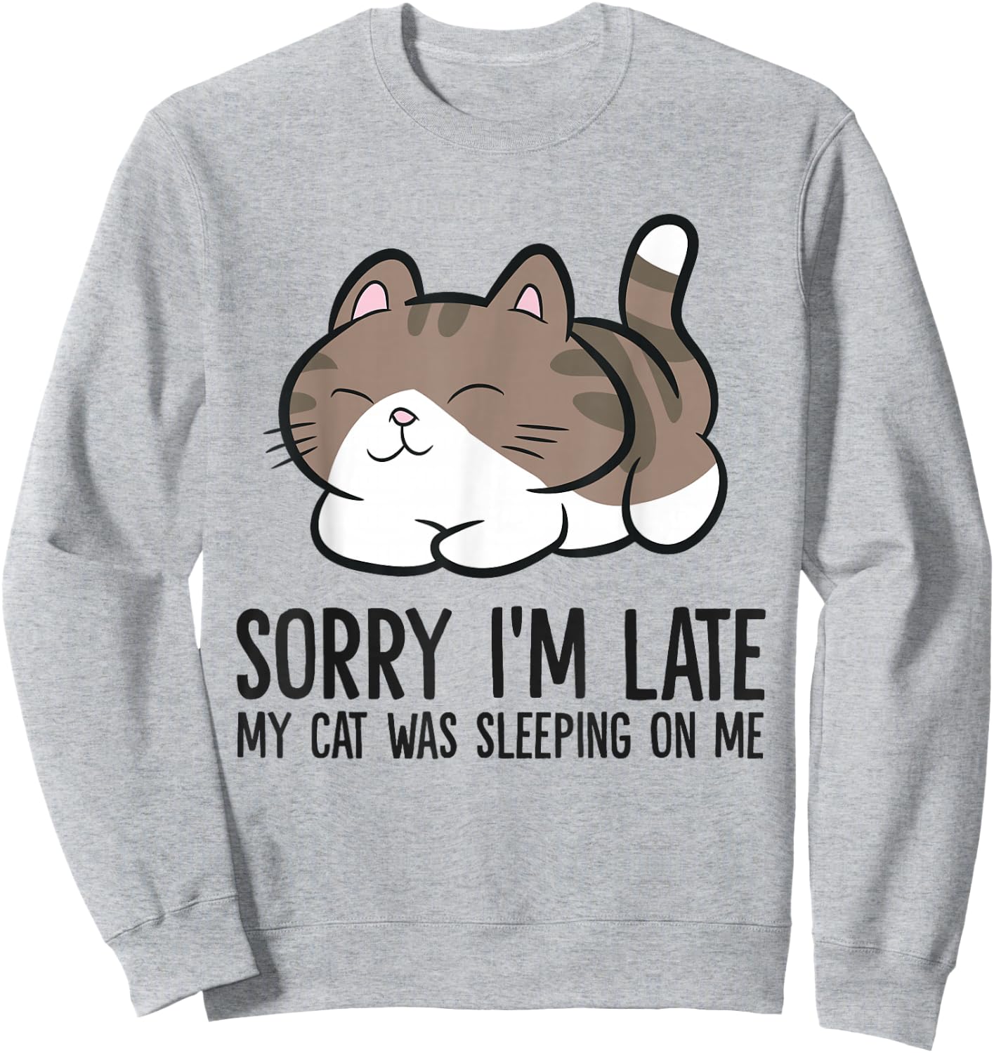 Sorry I'm Late My Cat Was Sleeping On Me Funny Cat Lover Sweatshirt - Sweatshirt | Ash