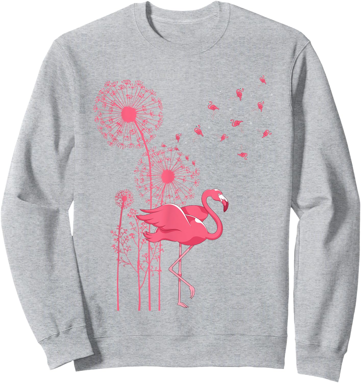 Dandelion Tropical Animal Exotic Bird Wildlife Pink Flamingo Sweatshirt - Sweatshirt | Ash