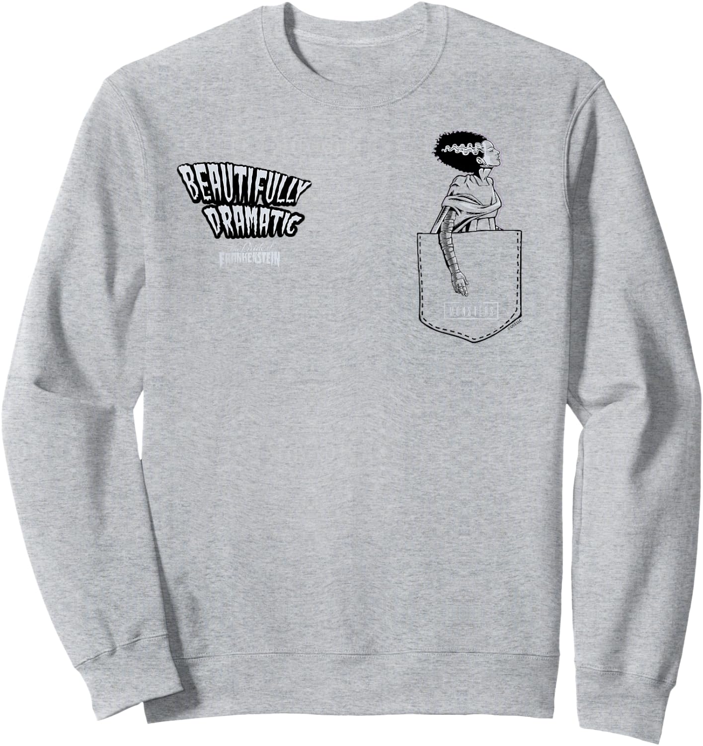 Universal Monsters Bride Beautifully Dramatic Pocket Sweatshirt - Sweatshirt | Ash