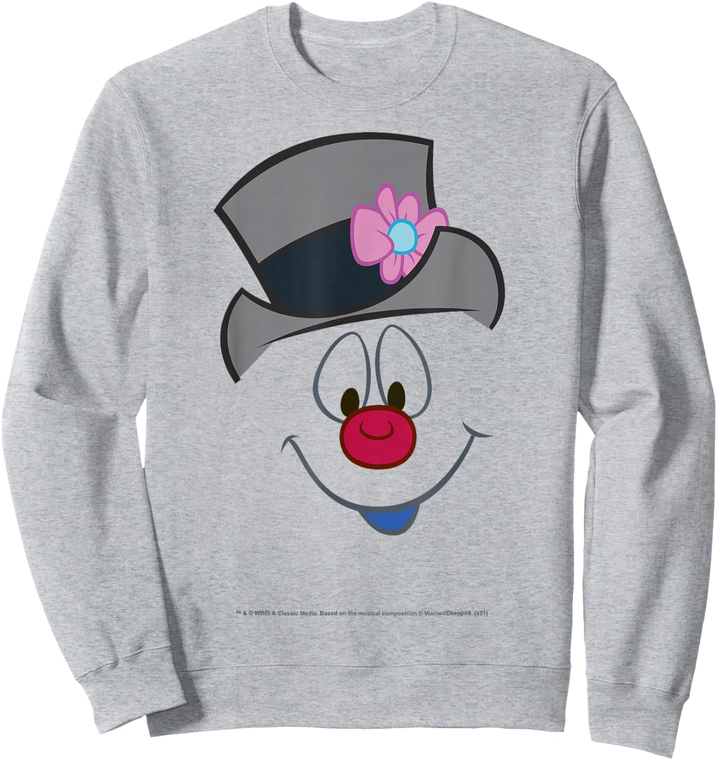 Frosty The Snowman Christmas Big Face Sweatshirt - Sweatshirt | Ash