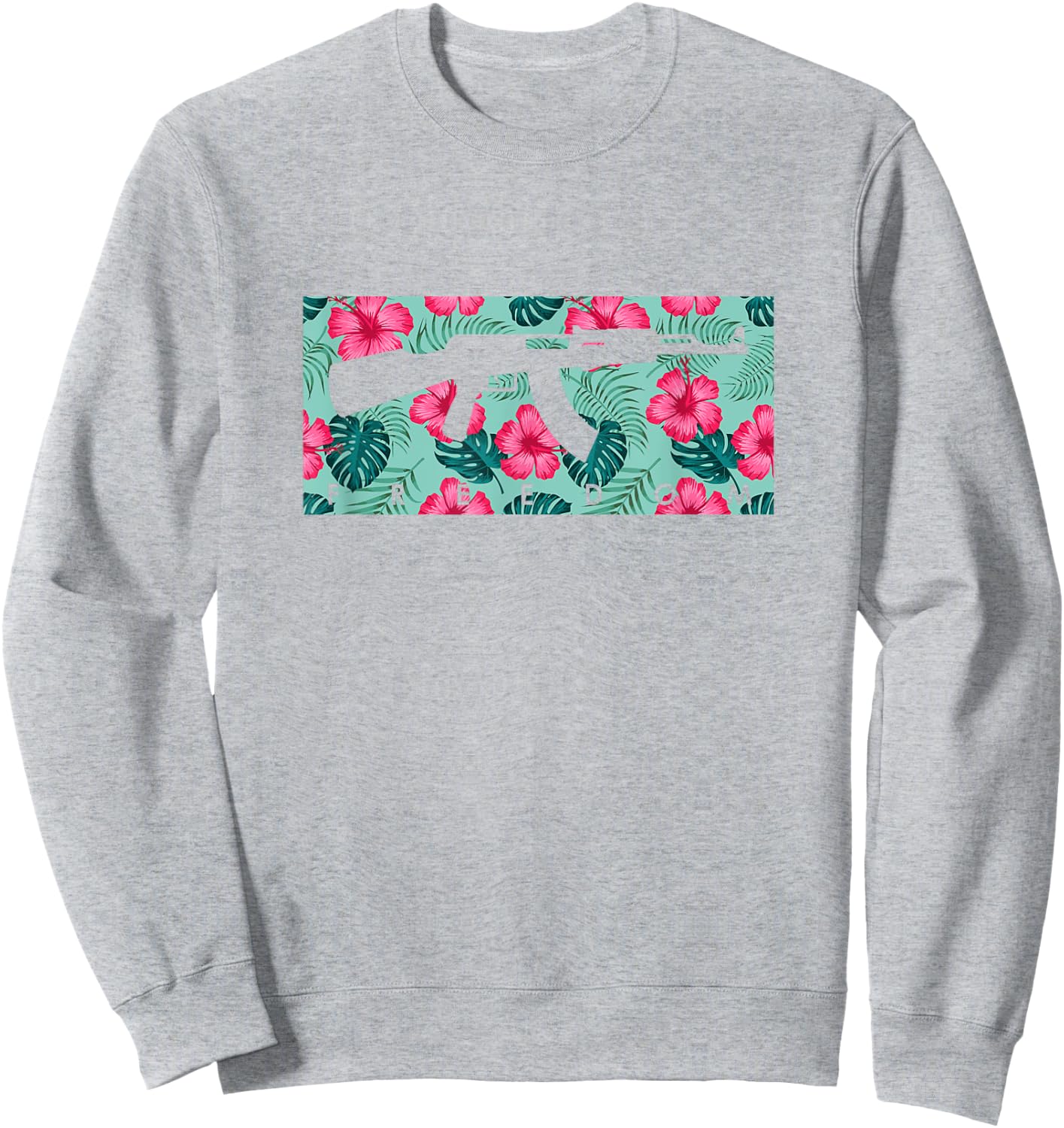 Tropical Gun Lover Firearm Beach Hawaiian Gift Aloha AK47 Men Women Sweatshirt - Sweatshirt | Ash