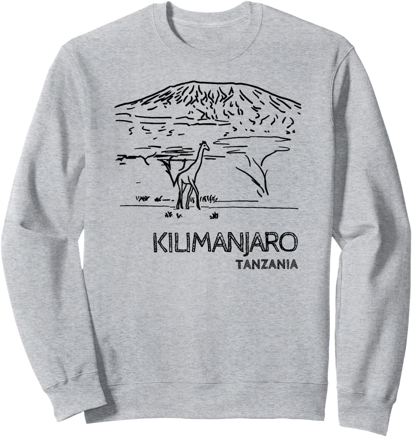 Kilimanjaro Tanzania Africa and Giraffe Mountain Hiking Sweatshirt - Sweatshirt | Ash