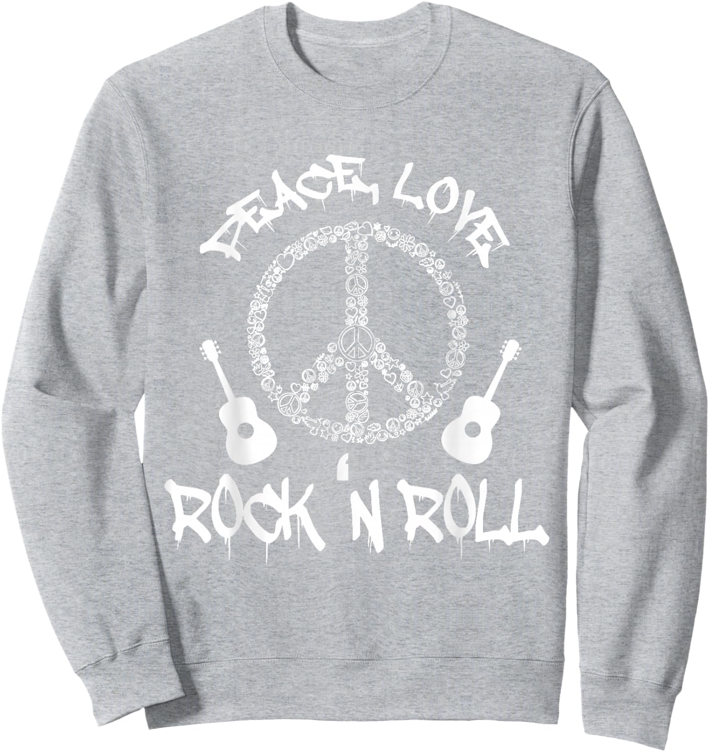 Funny Rock 'n Roll Gift Peace Love and Rock 'n Roll Sweatshirt - Sweatshirt | Ash