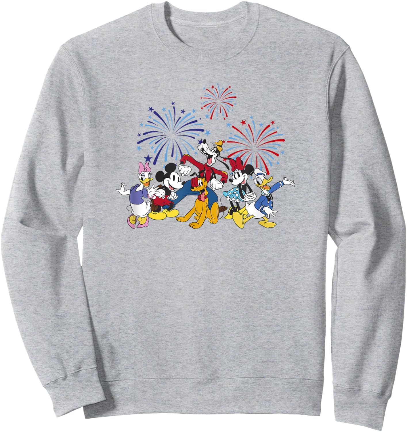 Disney Mickey Classic 4th of July Vintage Fireworks Crew Sweatshirt - Sweatshirt | Ash