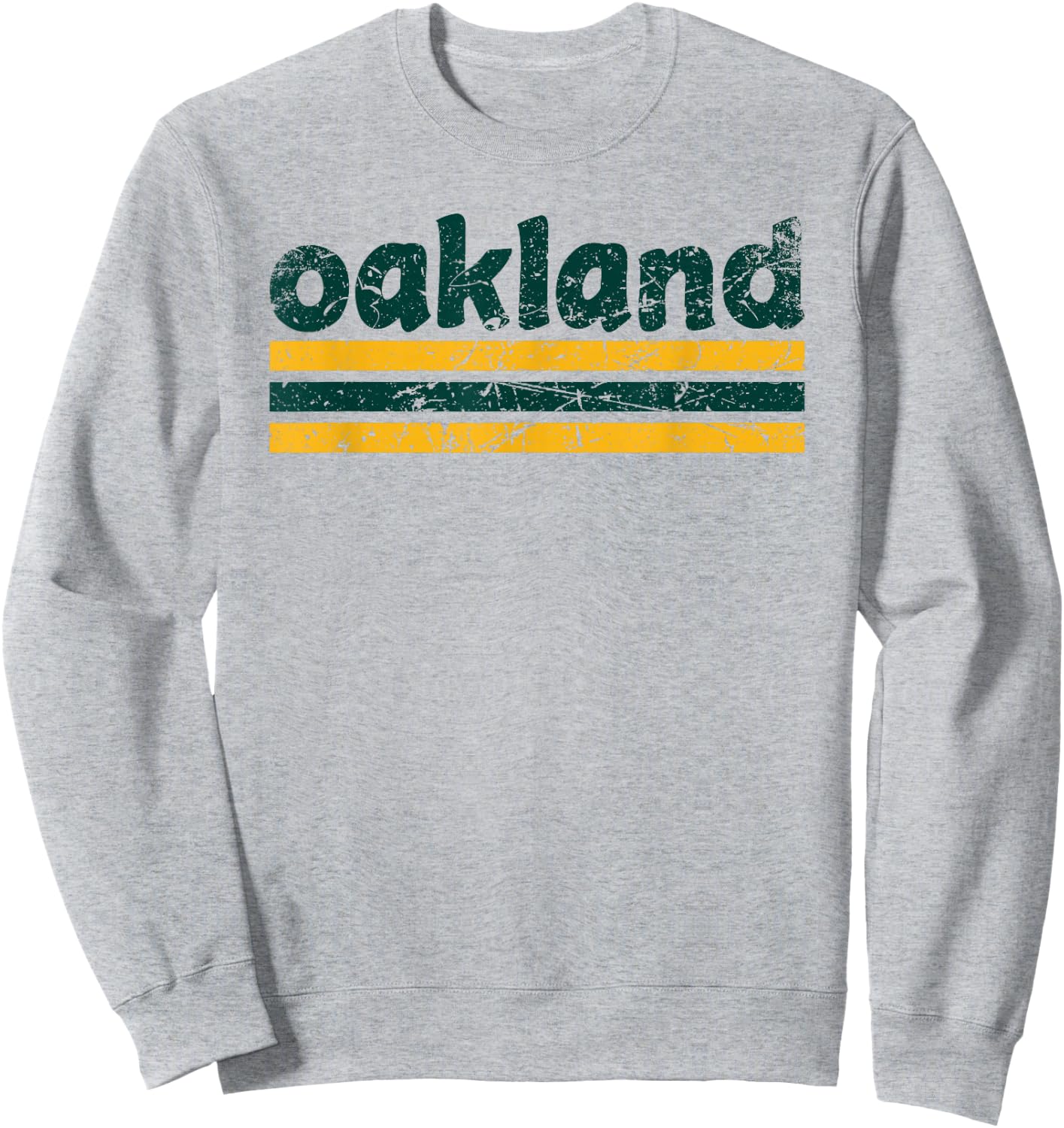 Oakland California Three Stripe Vintage Weathered Sweatshirt - Sweatshirt | Ash