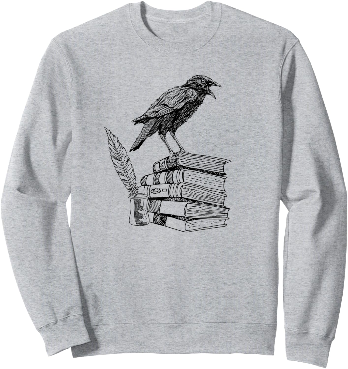 Dark Academia Aesthetic Raven Crow On Old Vintage Books Sweatshirt - Sweatshirt | Ash