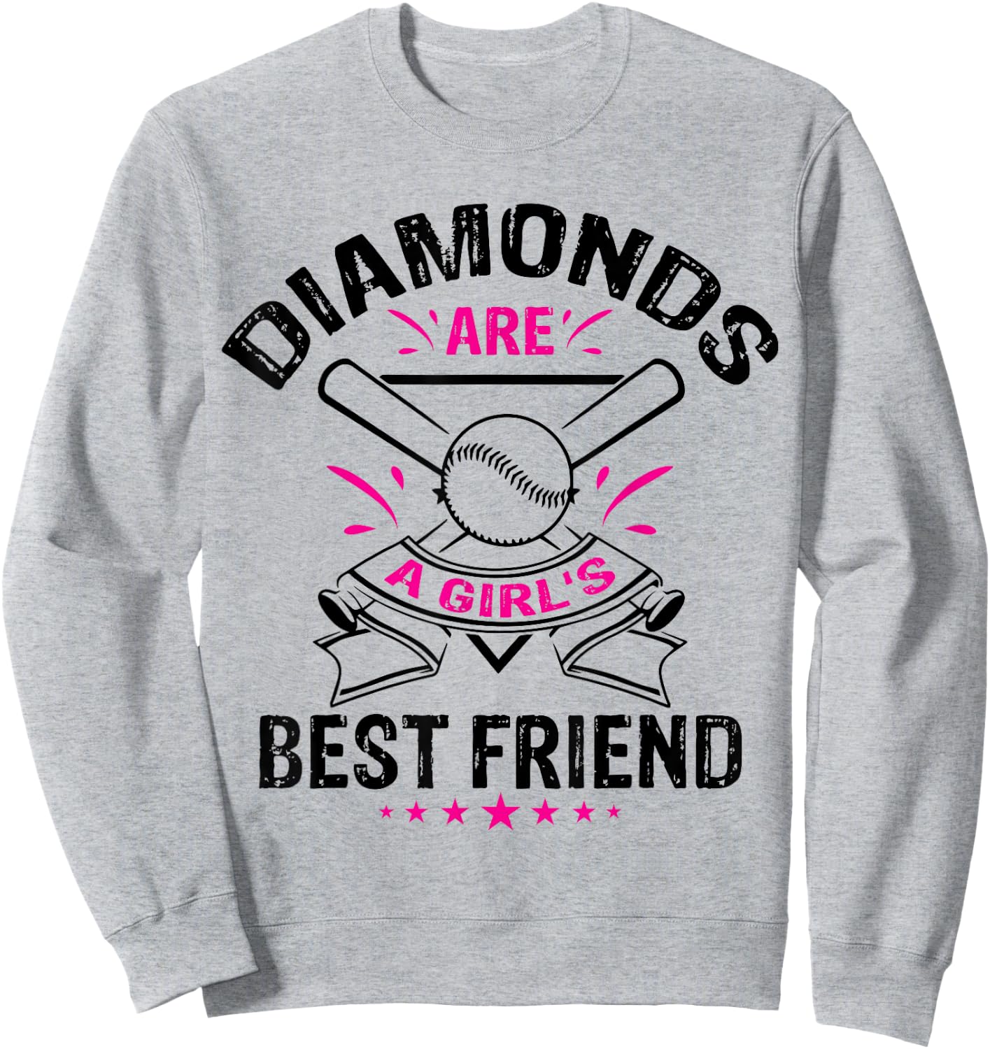 Diamonds are a Girl's Best Friend | Baseball Team Sweatshirt - Sweatshirt | Ash