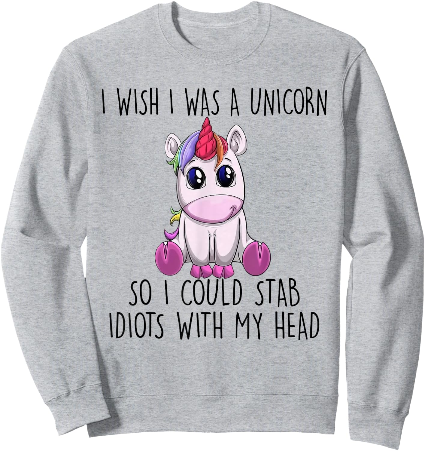 I Wish I Was a Unicorn So I Could Stab Idiots with My Head Sweatshirt - Sweatshirt | Ash