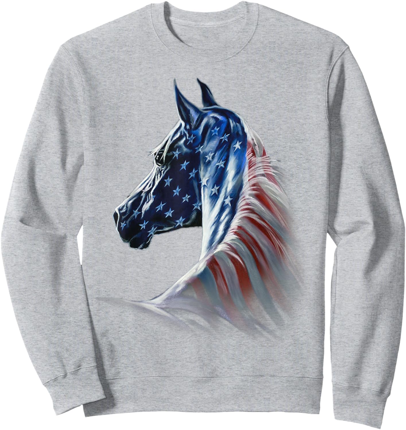 Patriotic Horse American Flag 4th Of July Independence Day Sweatshirt - Sweatshirt | Ash