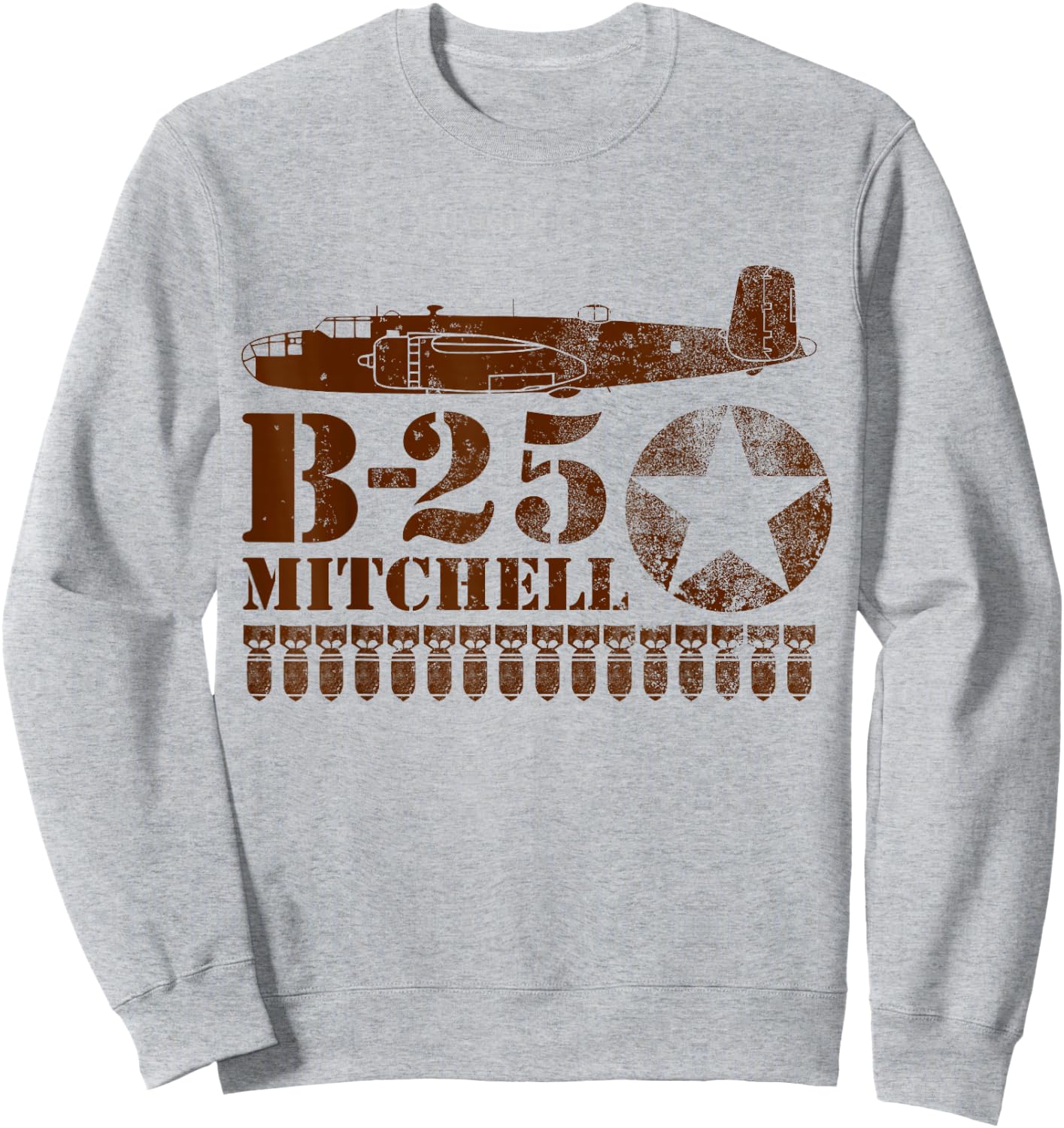 WW2 Bomber Air Force T shirt - B-25 Mitchell Sweatshirt - Sweatshirt | Ash