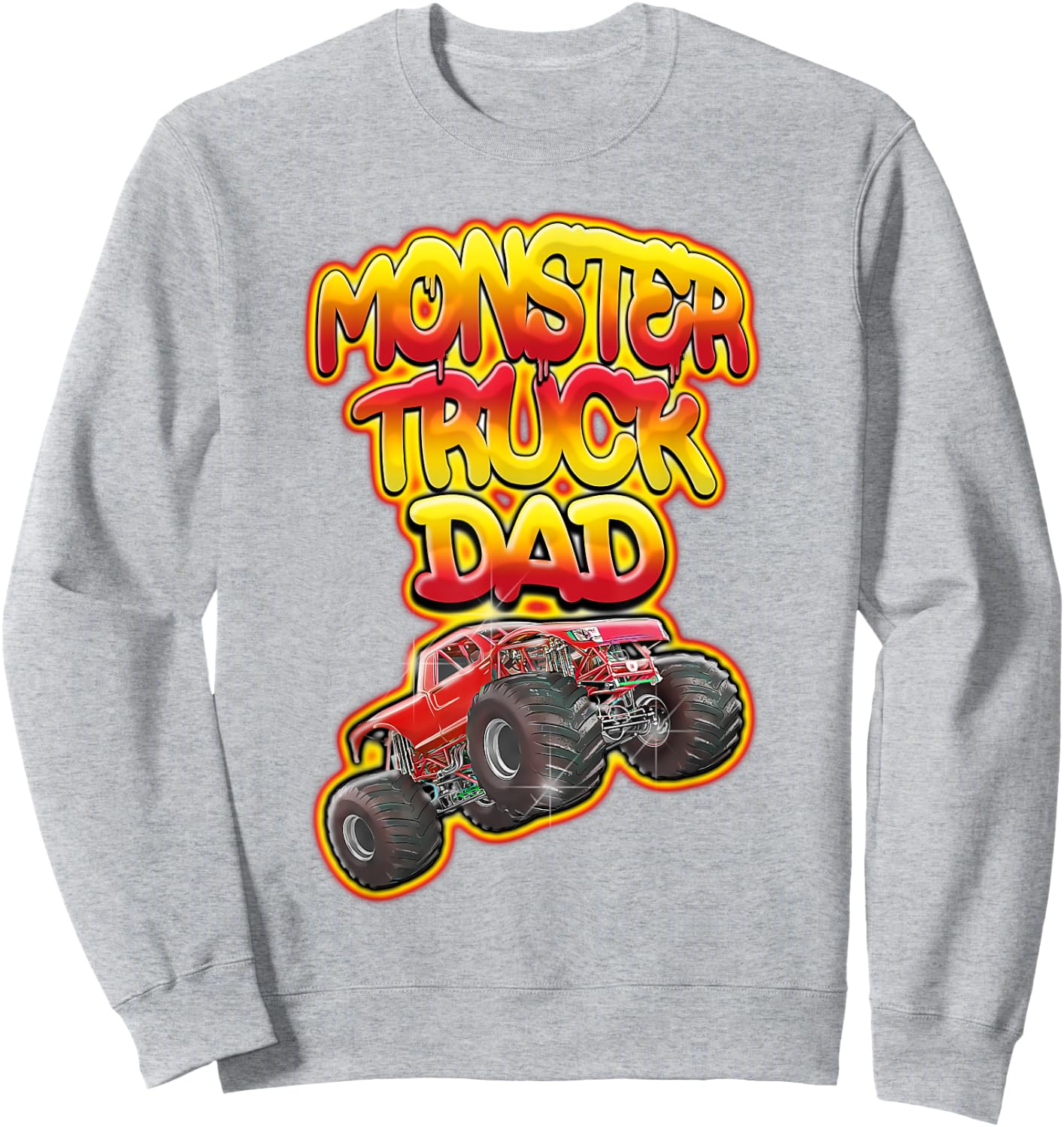 Monster Truck Dad Hot Red Graffiti Style Funny Sweatshirt - Sweatshirt | Ash