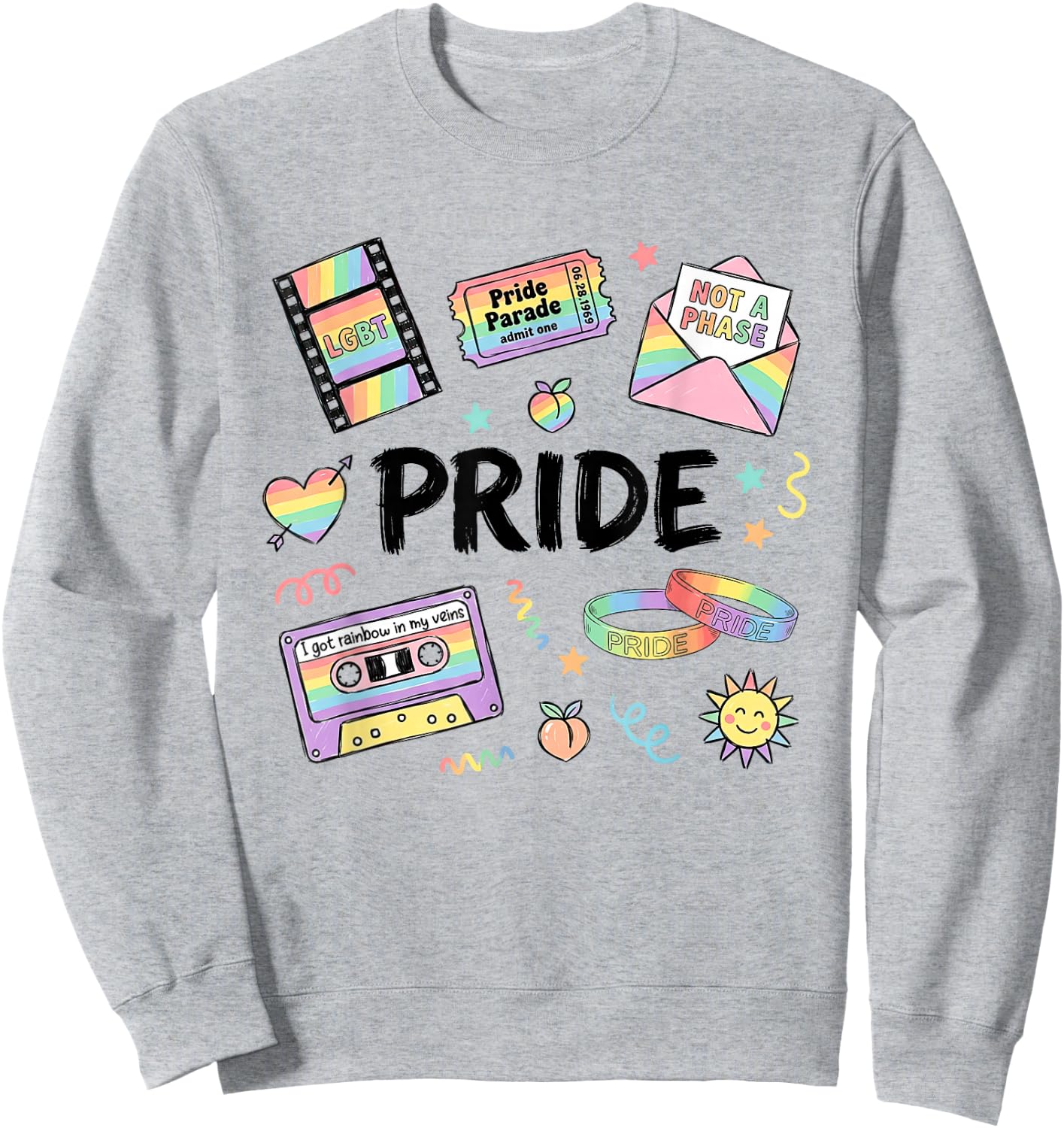 Pride Month Pastel Rainbow LGBTQ Support Gay Lesbian Ally Sweatshirt - Sweatshirt | Ash