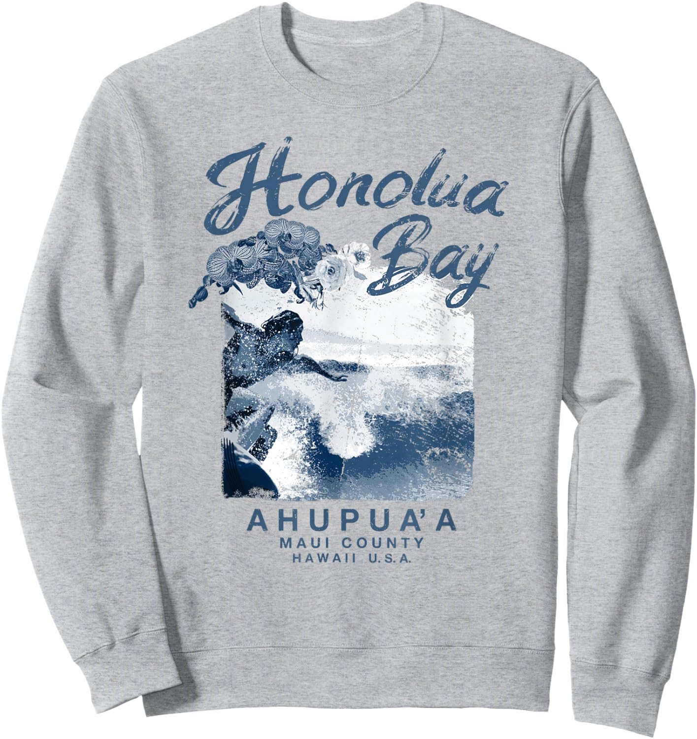Hawaii Honolua Bay Maui Vintage Hawaiian Surfer Sweatshirt - Sweatshirt | Ash