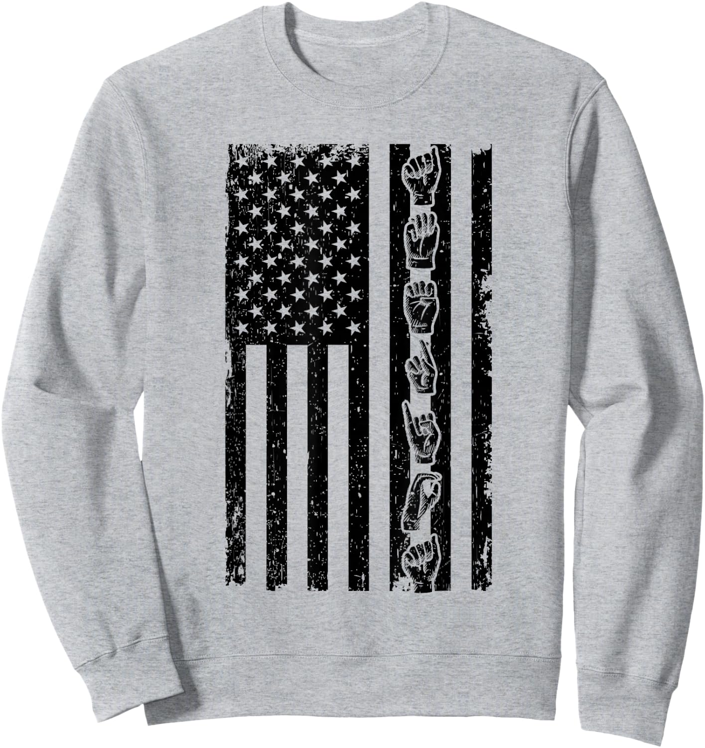 ASL Flag - Sign Language Gift Deaf Gift ASL Teacher Gift Women Sweatshirt - Sweatshirt | Ash