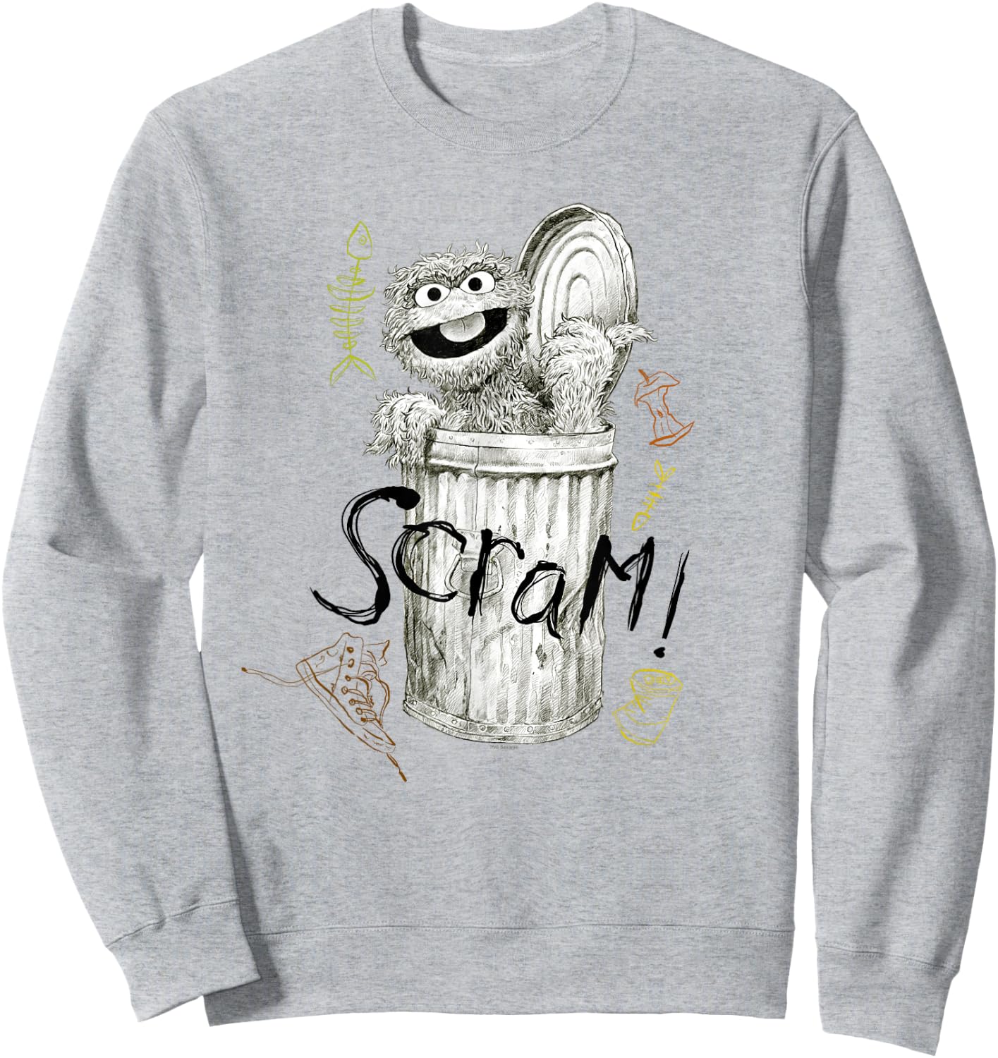 Sesame Street Oscar The Grouch Scram! Sweatshirt - Sweatshirt | Ash