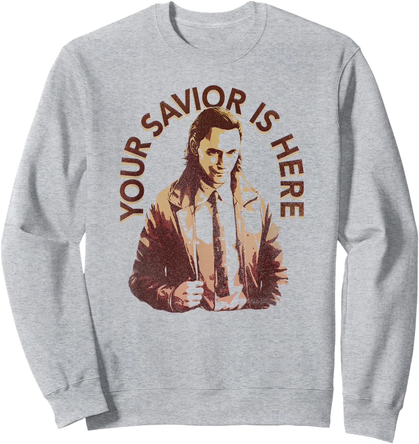 Marvel Loki Your Savior Is Here Faded Portrait Sweatshirt - Sweatshirt | Ash