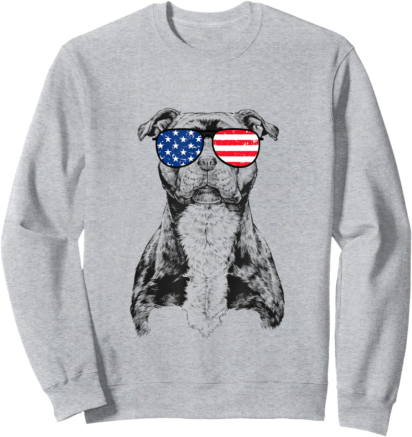 4th of July Stafford Staffy Dog Patriotic USA Sunglasses Kids Men Sweatshirt - Sweatshirt | Ash
