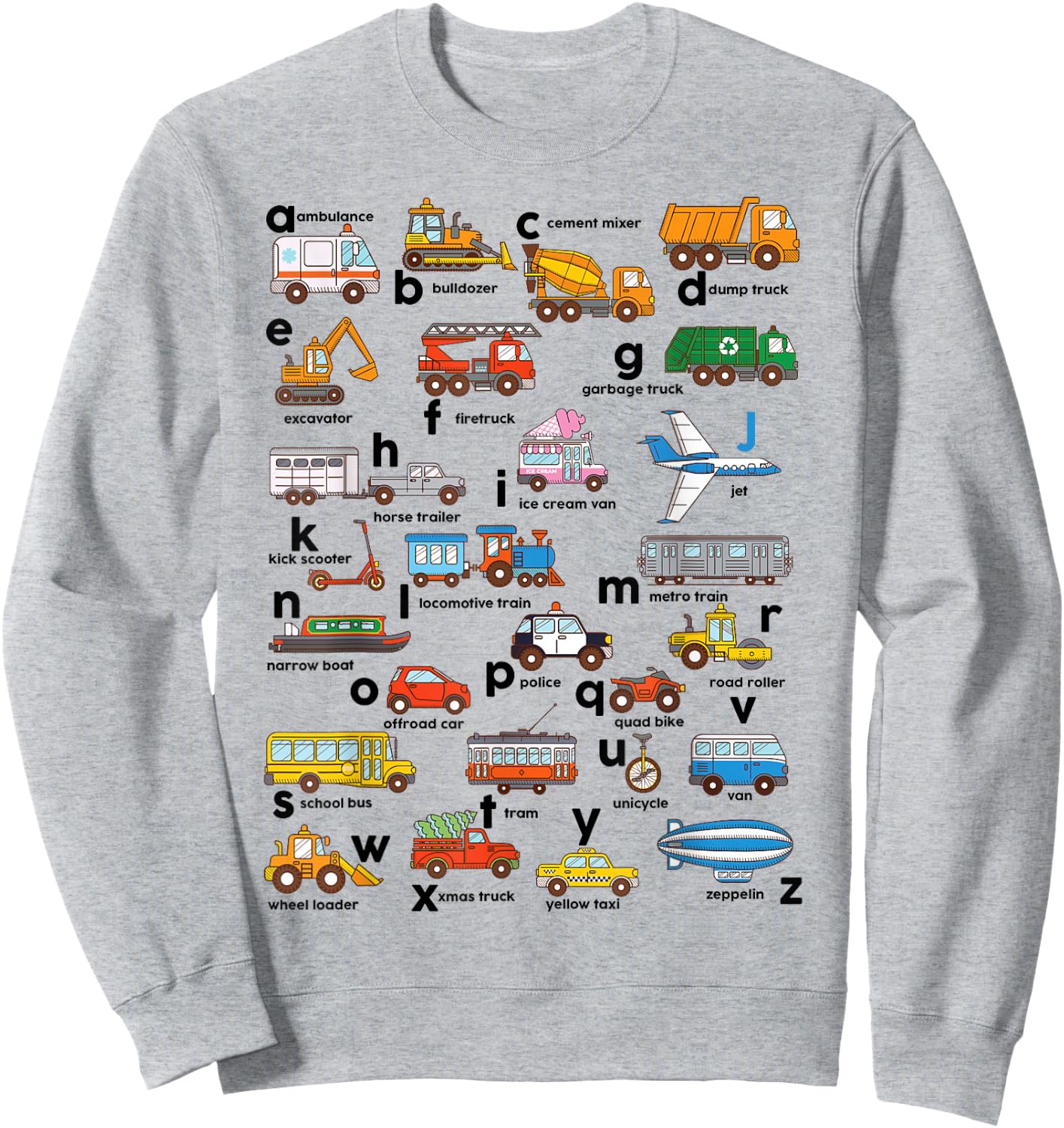 Truck-Shirt Construction Vehicles ABC Boys Men Women Toddler Sweatshirt - Sweatshirt | Ash