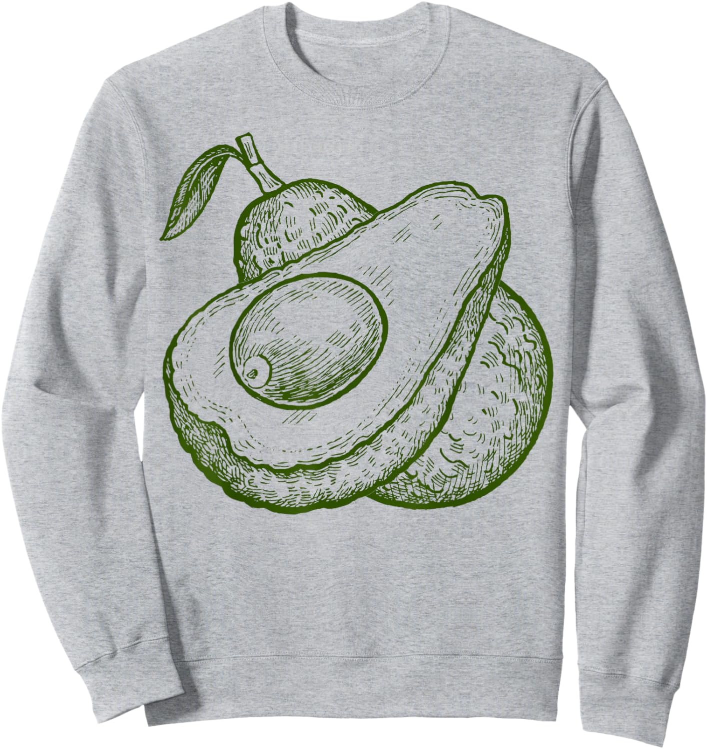 Avocado Fruit and Seeds Retro Vintage Drawing - Avocado Sweatshirt - Sweatshirt | Ash