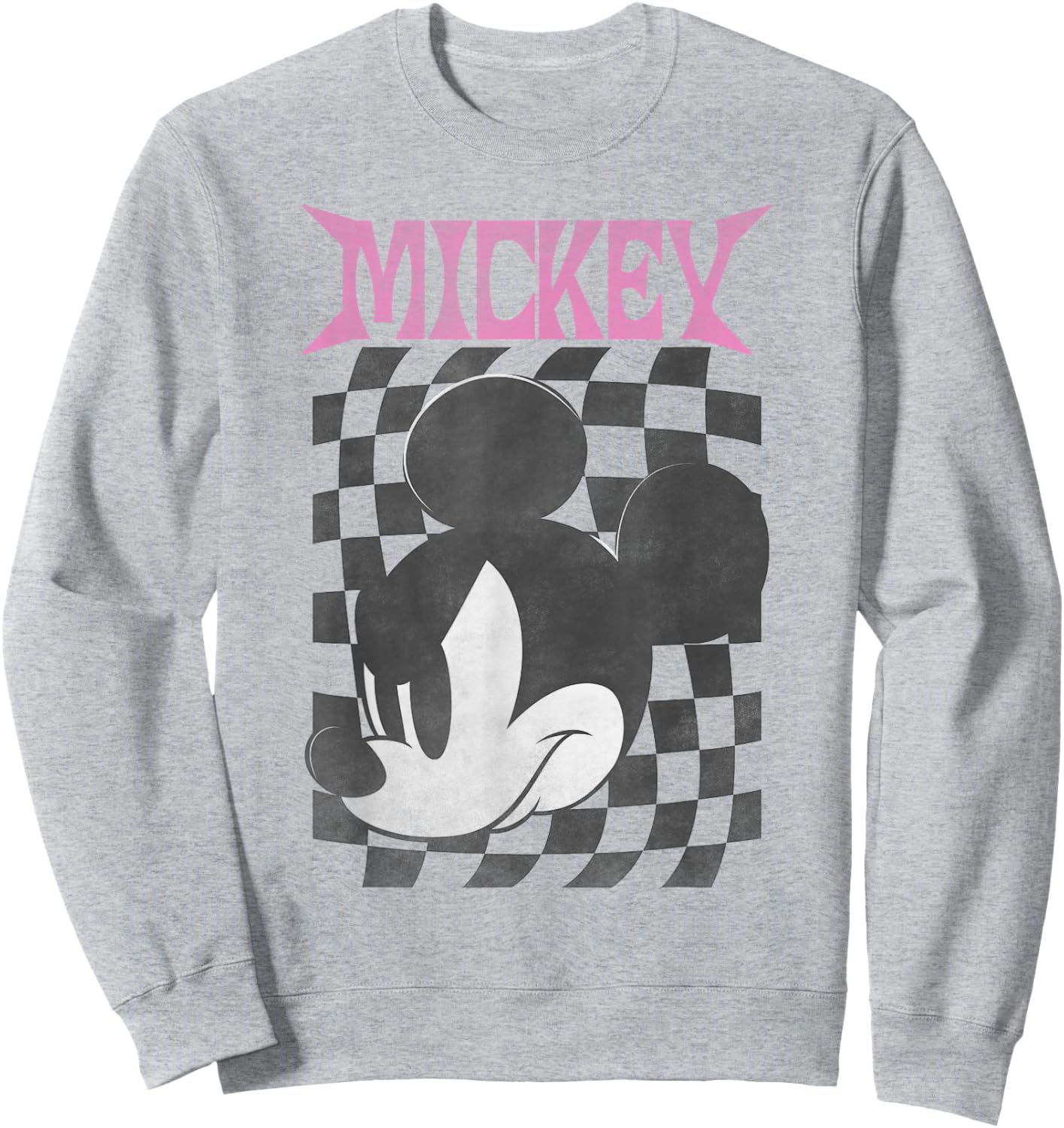 Disney Mickey Classic Mickey Checkered Poster Sweatshirt - Sweatshirt | Ash
