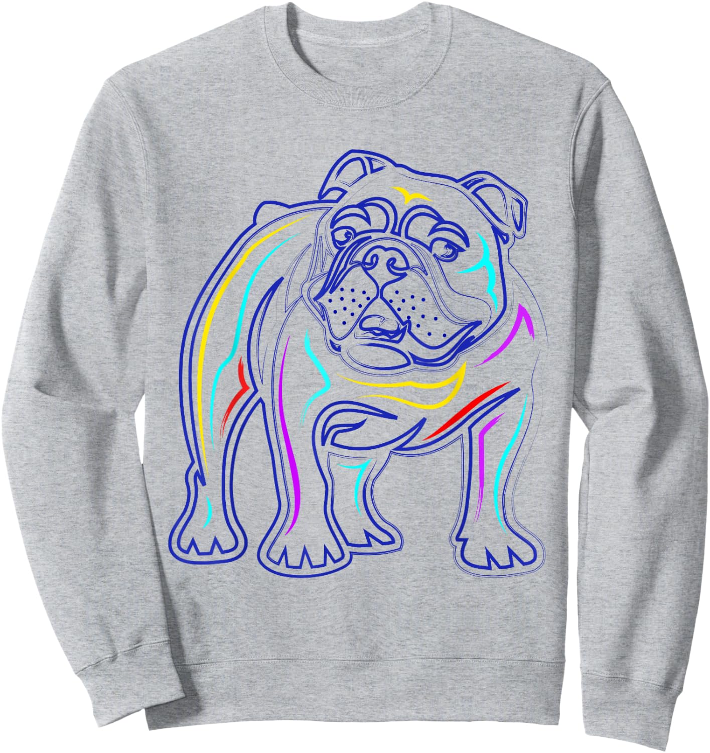 English Bulldog Lovers Shirts | Line Drawing Artsy Bulldog Sweatshirt - Sweatshirt | Ash