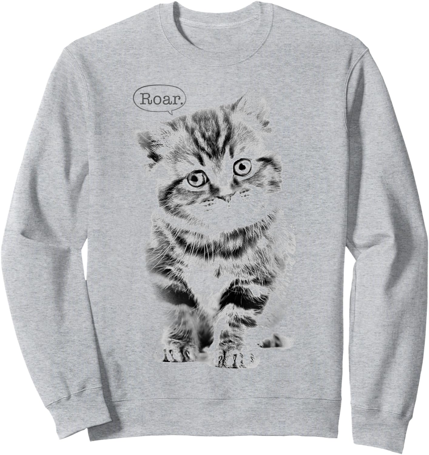 Trendy Roar Kitten Text Bubble Animal Humour Sweatshirt - Sweatshirt | Ash
