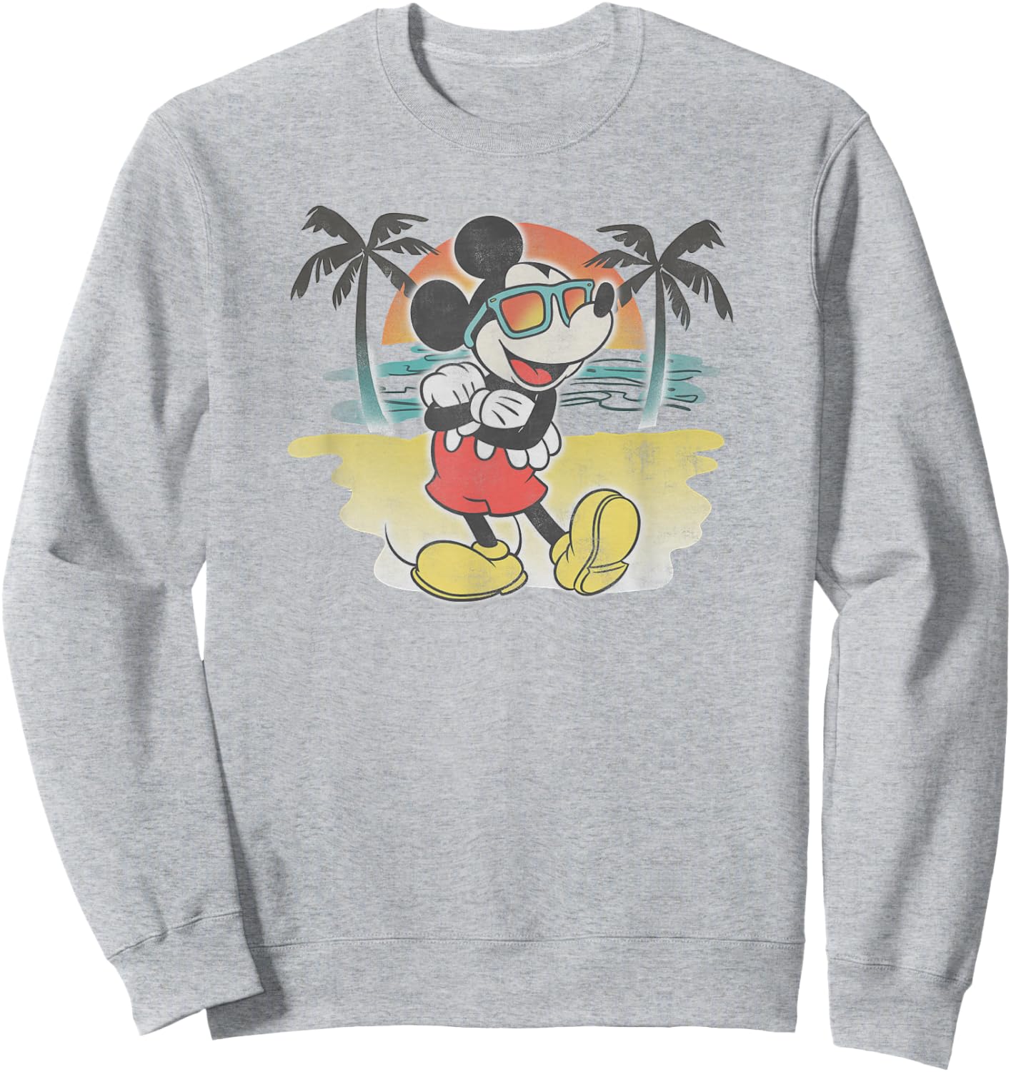 Disney Mickey Classic Mickey Beach Airbrushed Small Sweatshirt - Sweatshirt | Ash