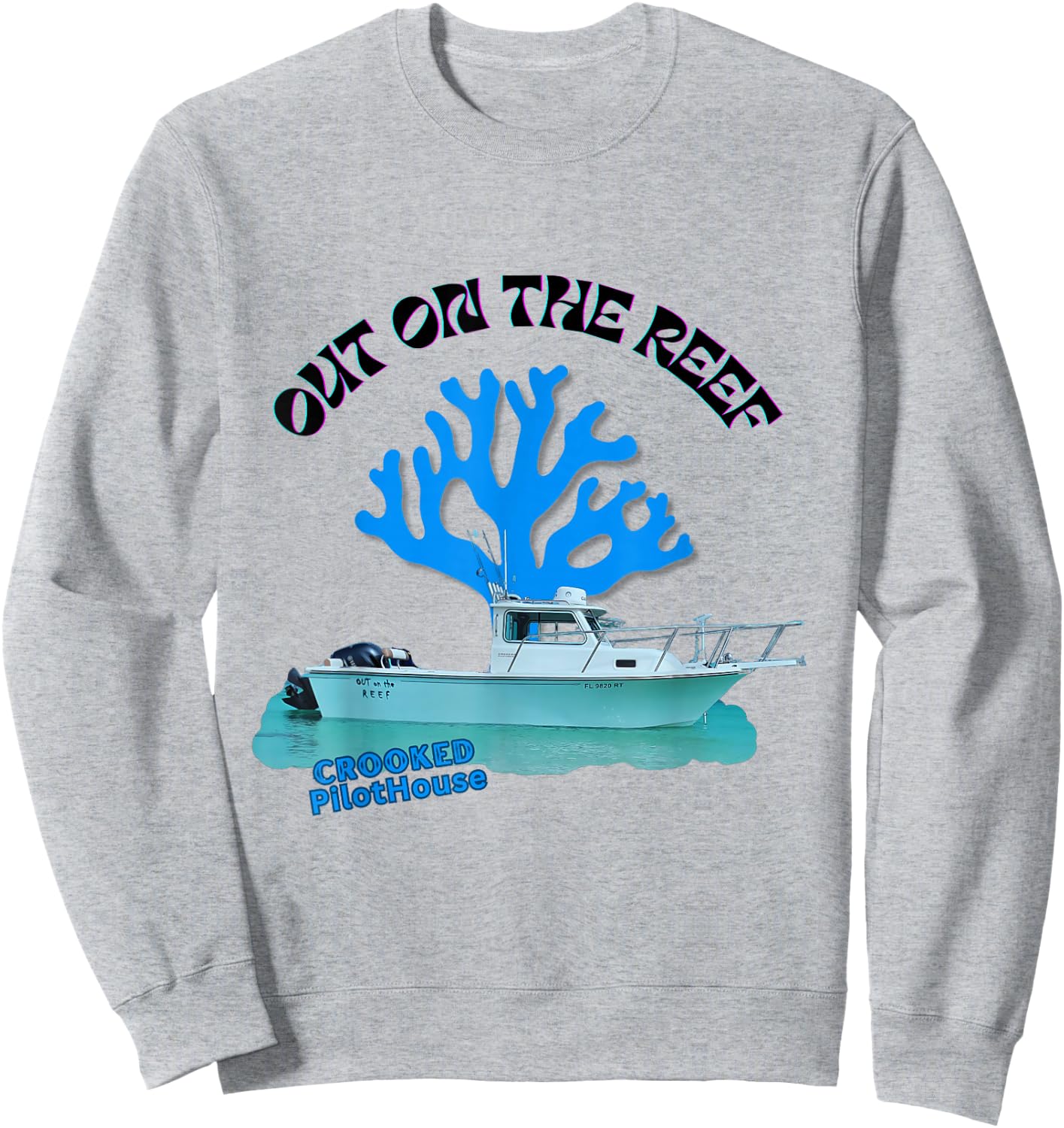 Boat pilot house with blue reef on the background Sweatshirt - Sweatshirt | Ash