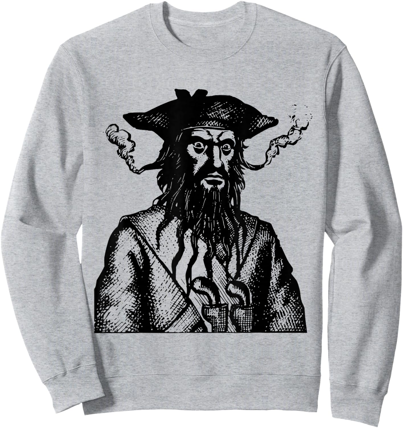 Blackbeard Pirate Captain Buccaneer Edward Teach Scary Sweatshirt - Sweatshirt | Ash