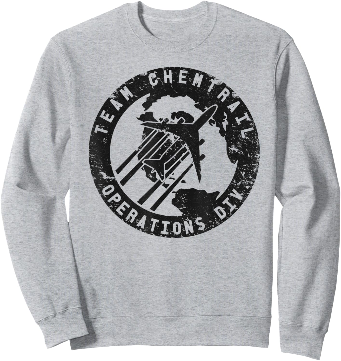 Team Chemtrail Operations Div. Distressed Pilot Sweatshirt - Sweatshirt | Ash