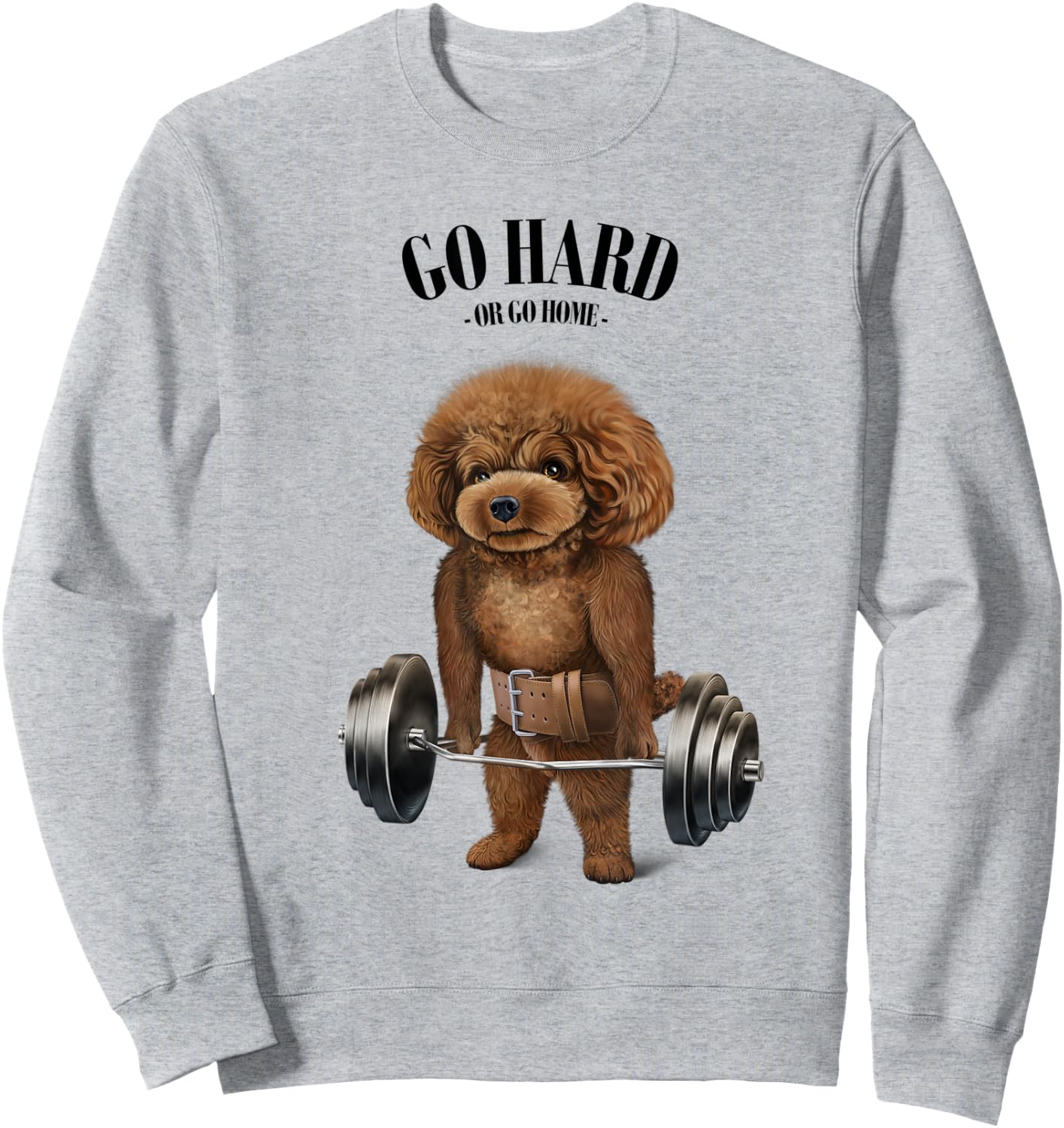 Poodle Dog Muscle Training with Barbell Shrug Bar Fitness Women Kids Sweatshirt - Sweatshirt | Ash