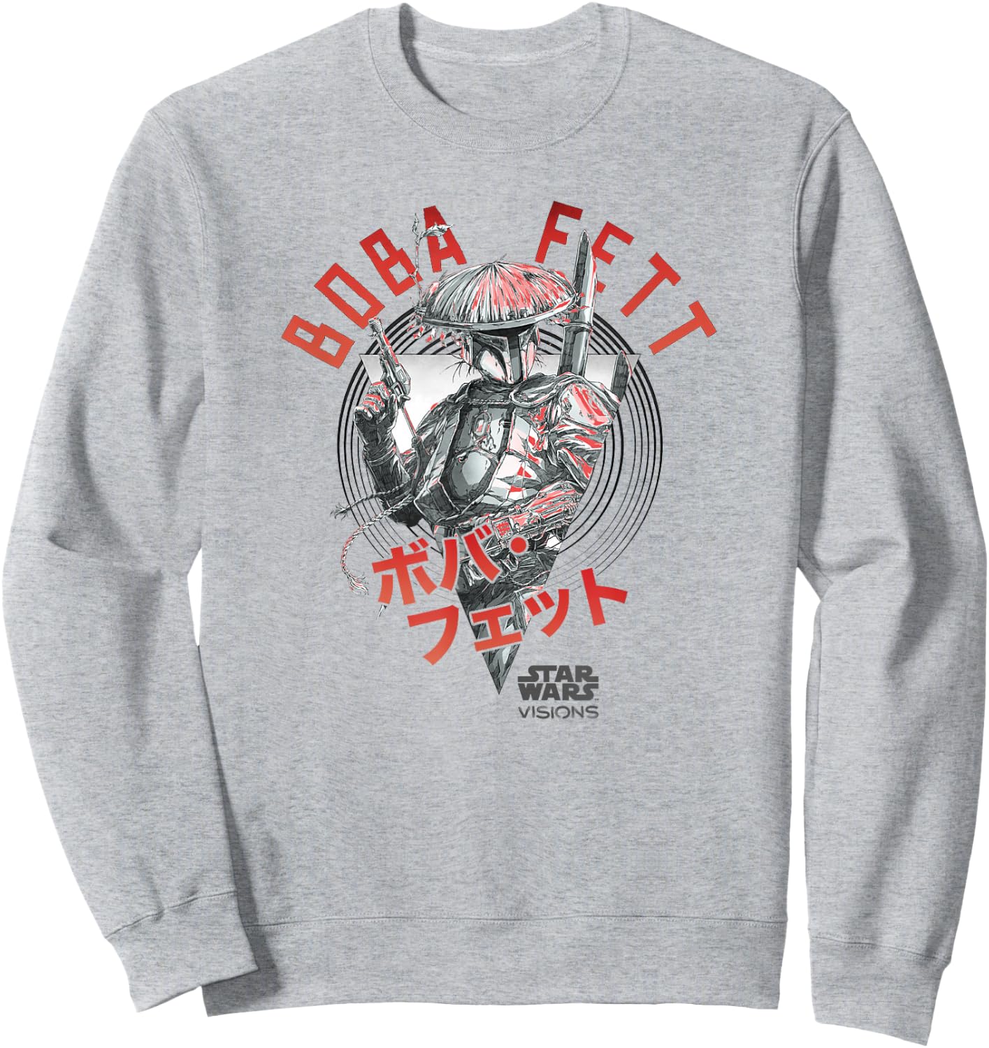 Star Wars Visions Boba Fett Kanji Poster Sweatshirt - Sweatshirt | Ash