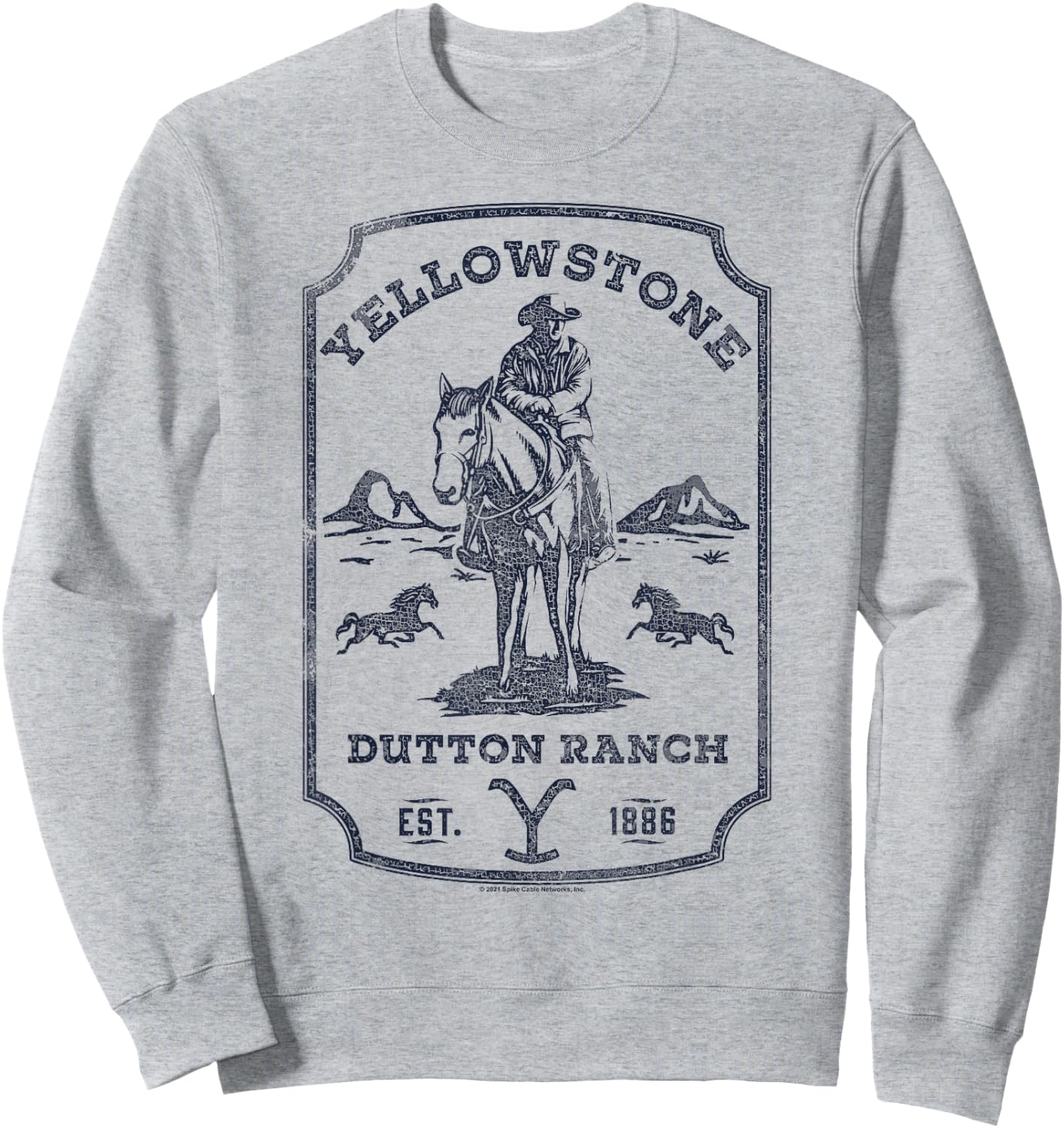 Yellowstone Dutton Ranch Blue Cowboy Western Logo Small Sweatshirt - Sweatshirt | Ash