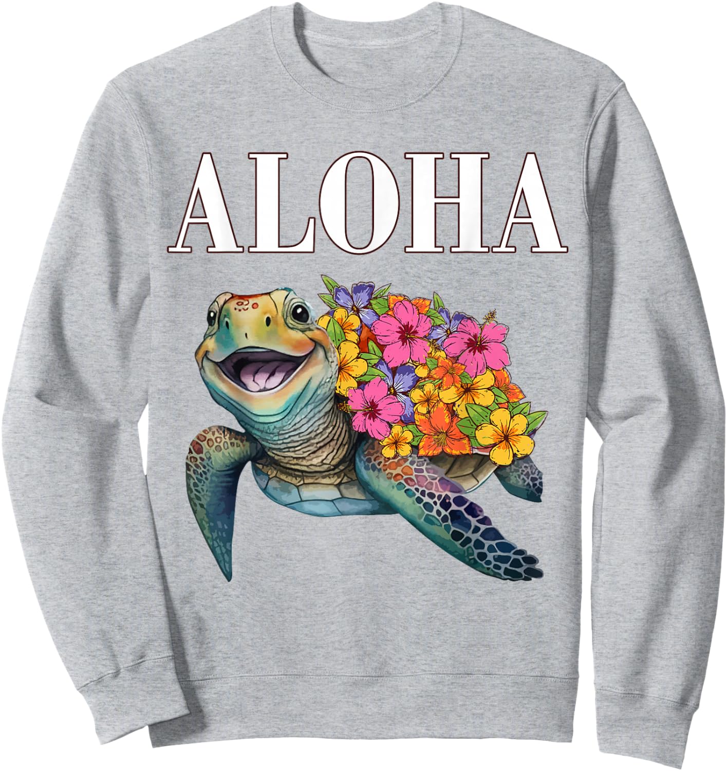 Turtle Hibiscus Hawaiian-Shirt Women Aloha Hawaii Teens Girl Sweatshirt - Sweatshirt | Ash