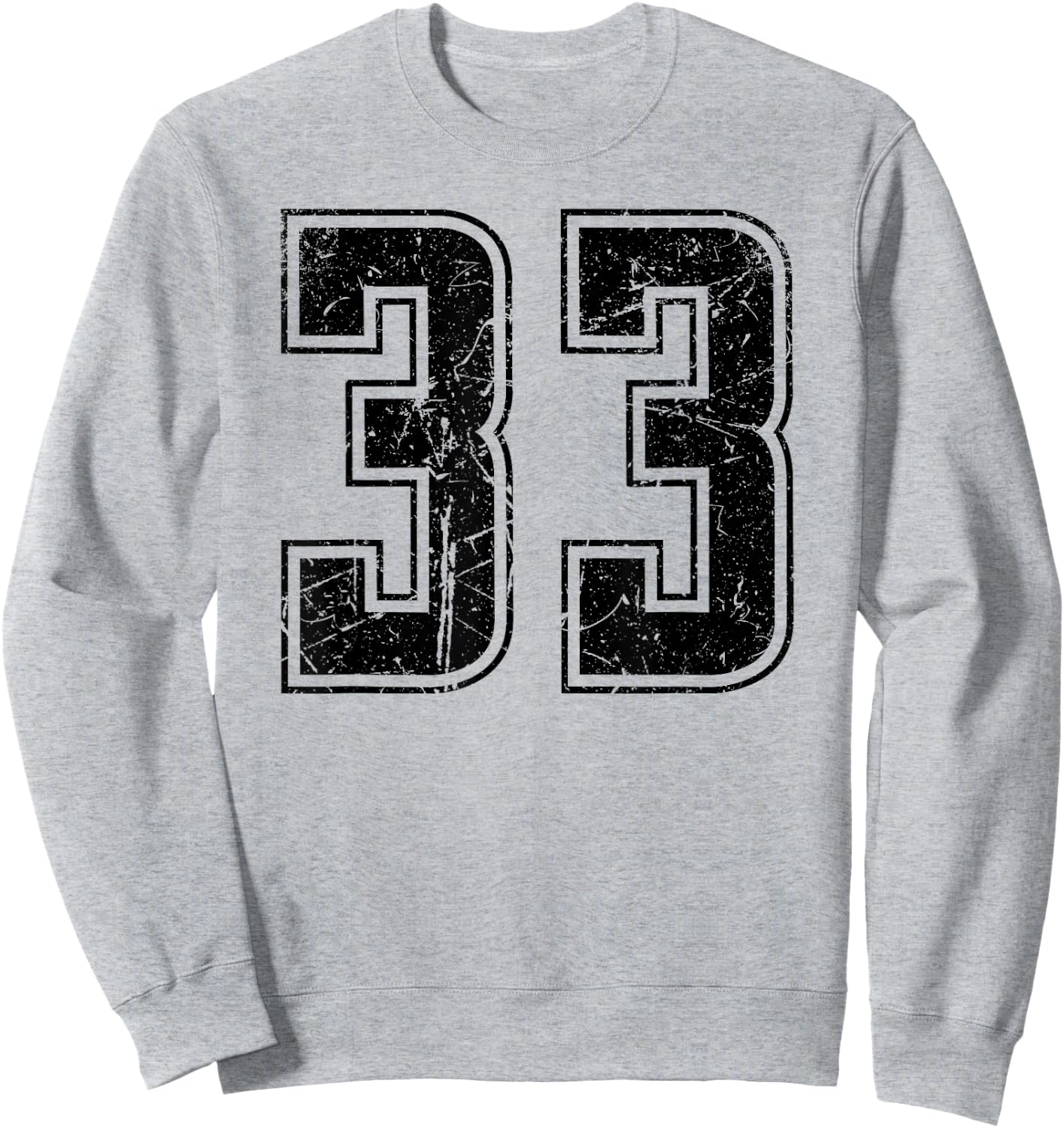 Number 33 Distressed Grunge Vintage Jersey Team Fan Sweatshirt - Sweatshirt | Ash