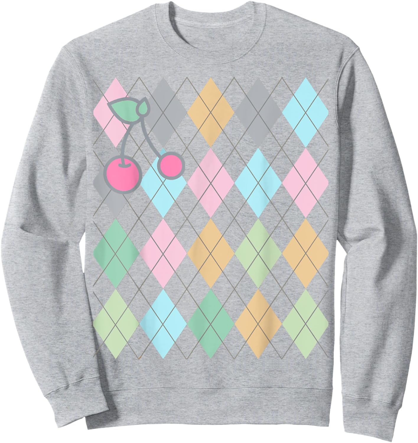 Soft Girl, Preppy Art, Preppy Aesthetic, Argyle, cherries Sweatshirt - Sweatshirt | Ash