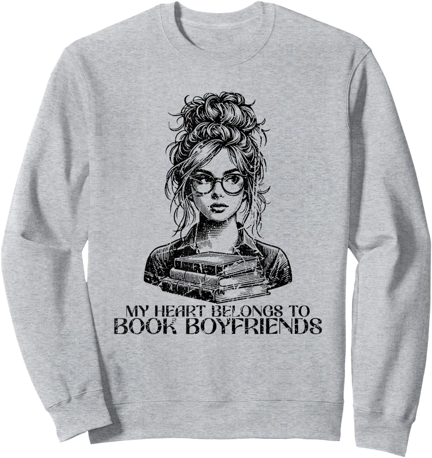 Book Lover - Bent Over a Book Funny Sweatshirt - Sweatshirt | Ash