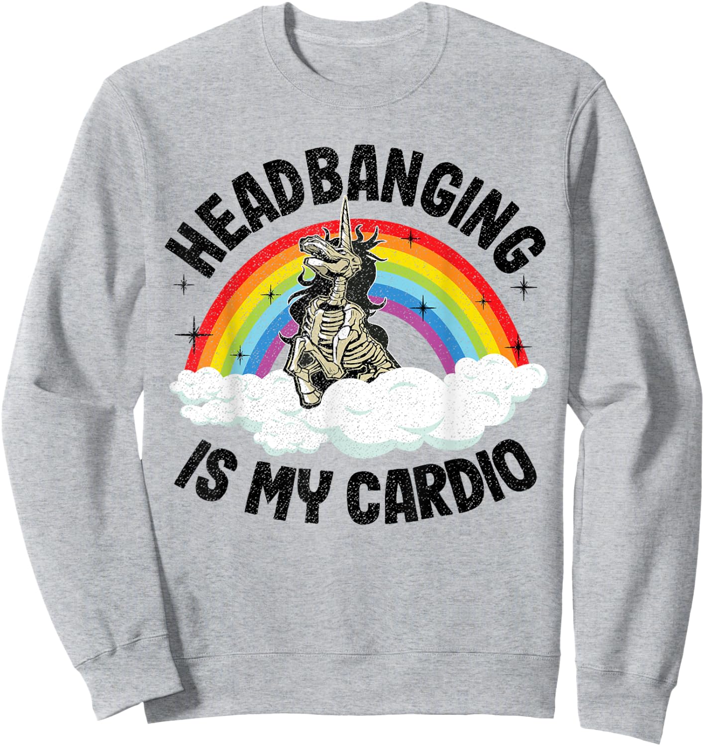 Headbanging Is My Cardio Unicorn Rainbow Funny Death Metal Sweatshirt - Sweatshirt | Ash