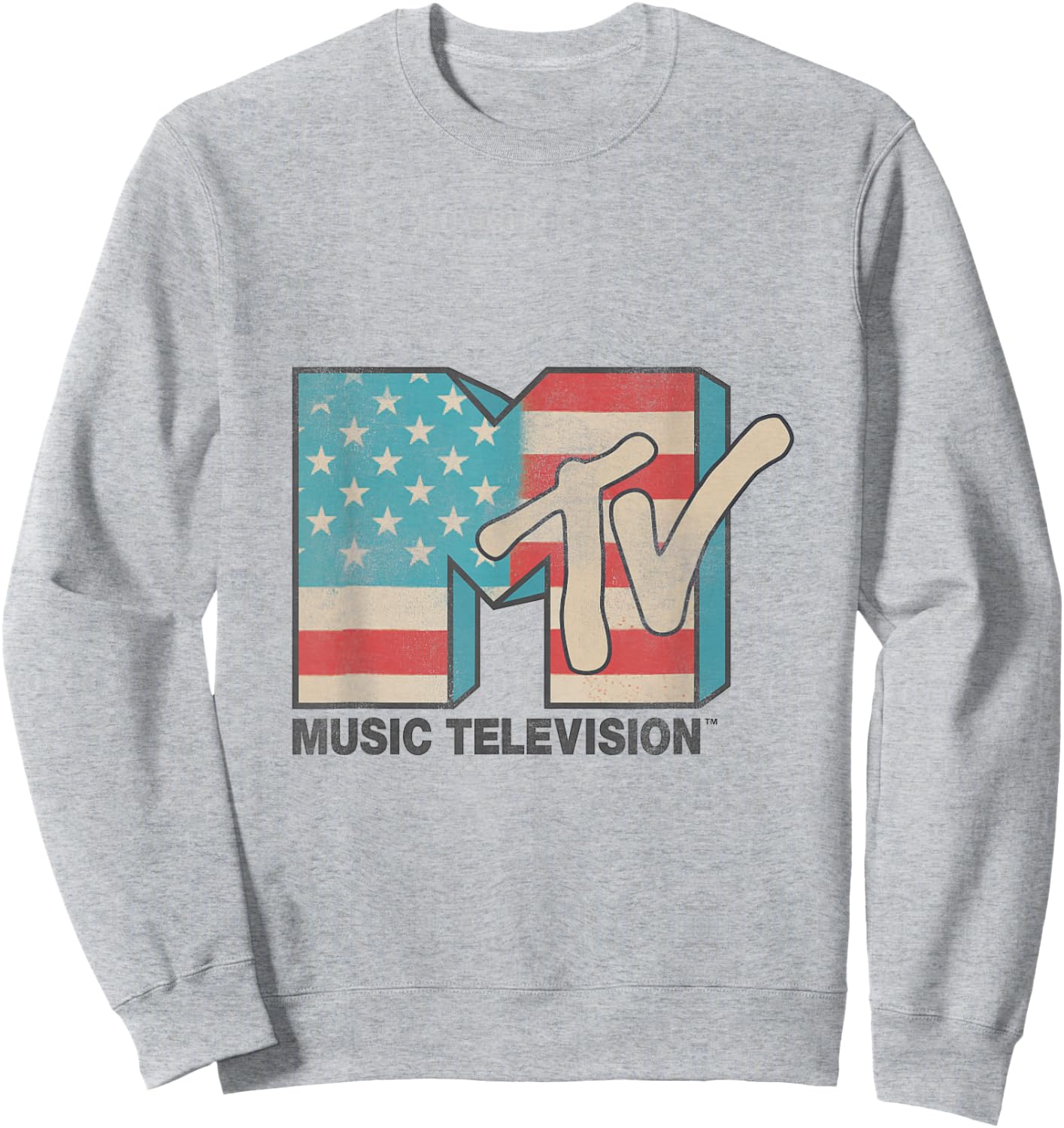 MTV American Flag Logos T- Shirts Sweatshirt - Sweatshirt | Ash