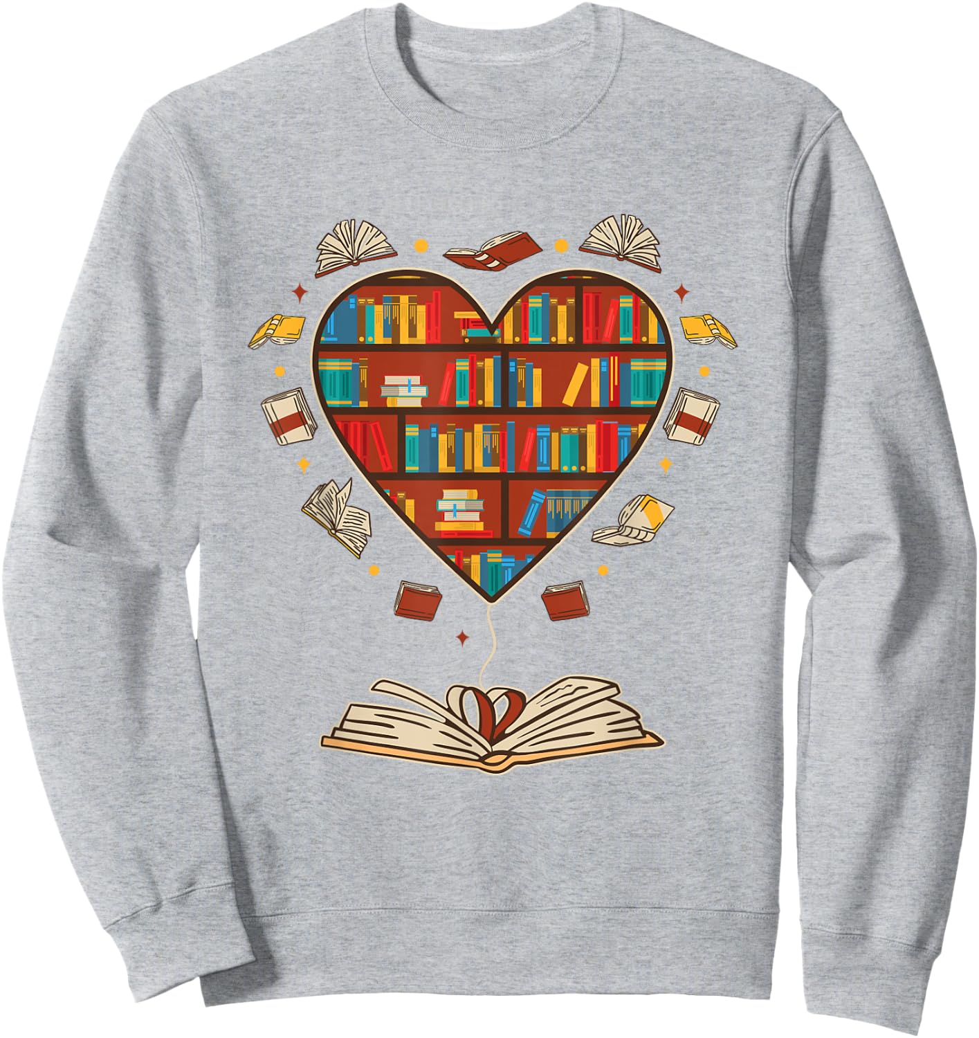 Heart Shape Librarian Themed Book Club Reading Book Lovers Sweatshirt - Sweatshirt | Ash