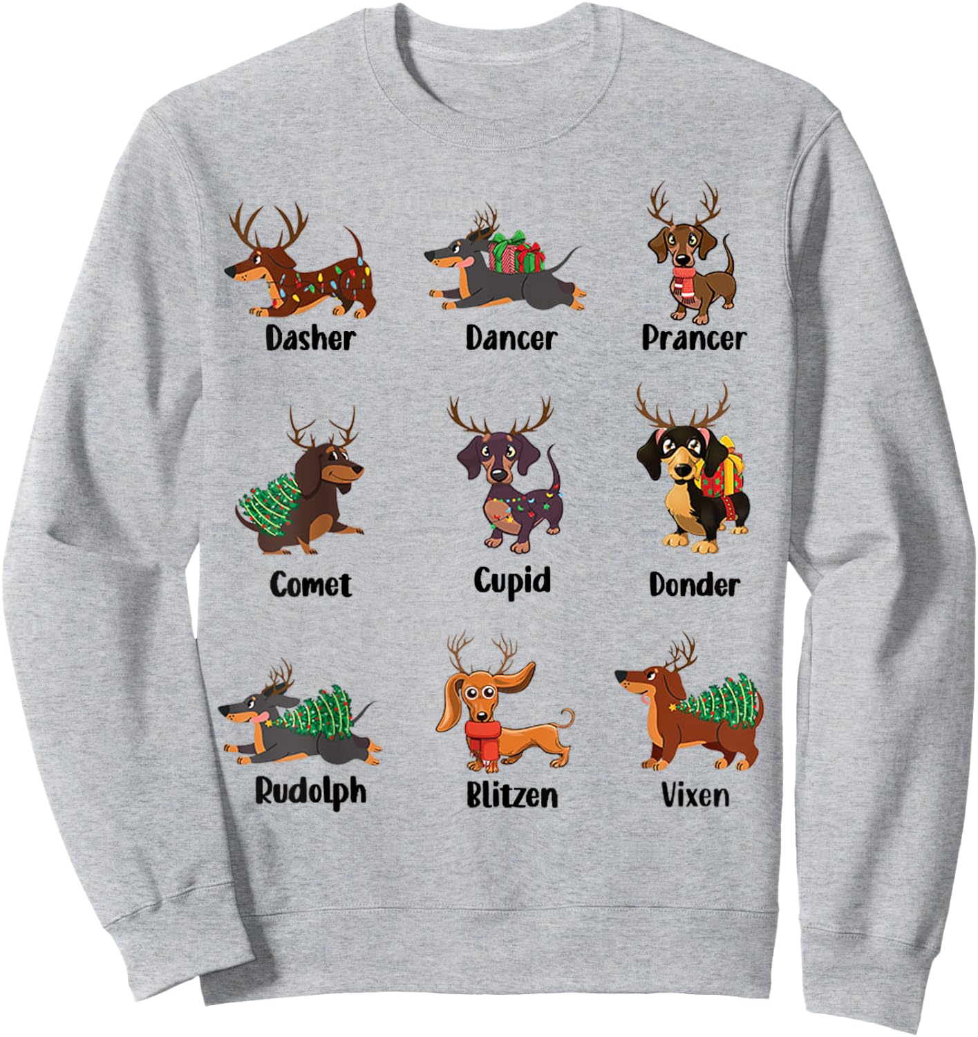 Funny Dachshund Names For Christmas Dancer . Dasher Sweatshirt - Sweatshirt | Ash