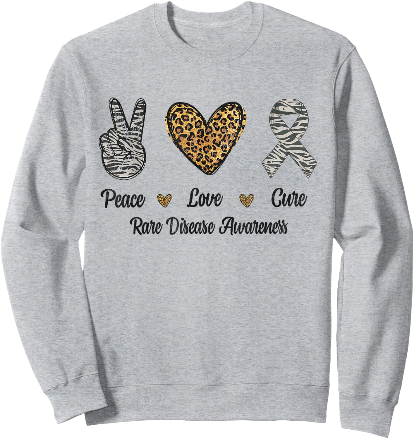 Peace Love Cure Rare Disease Awareness Support Leopard Men Sweatshirt - Sweatshirt | Ash