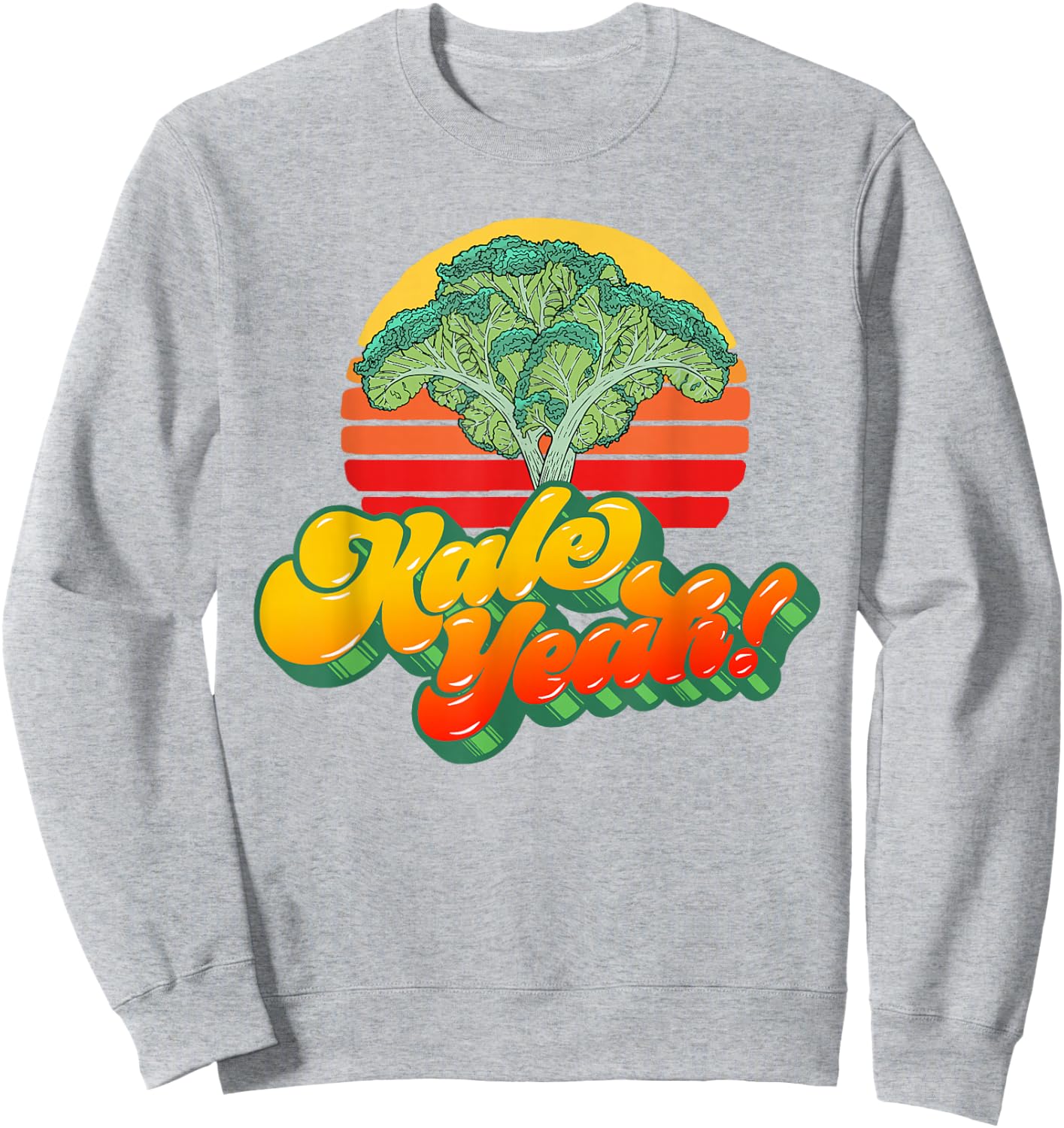 Kale Yeah! Funny Vegetable Vintage Retro 80s Sunset Garden Sweatshirt - Sweatshirt | Ash