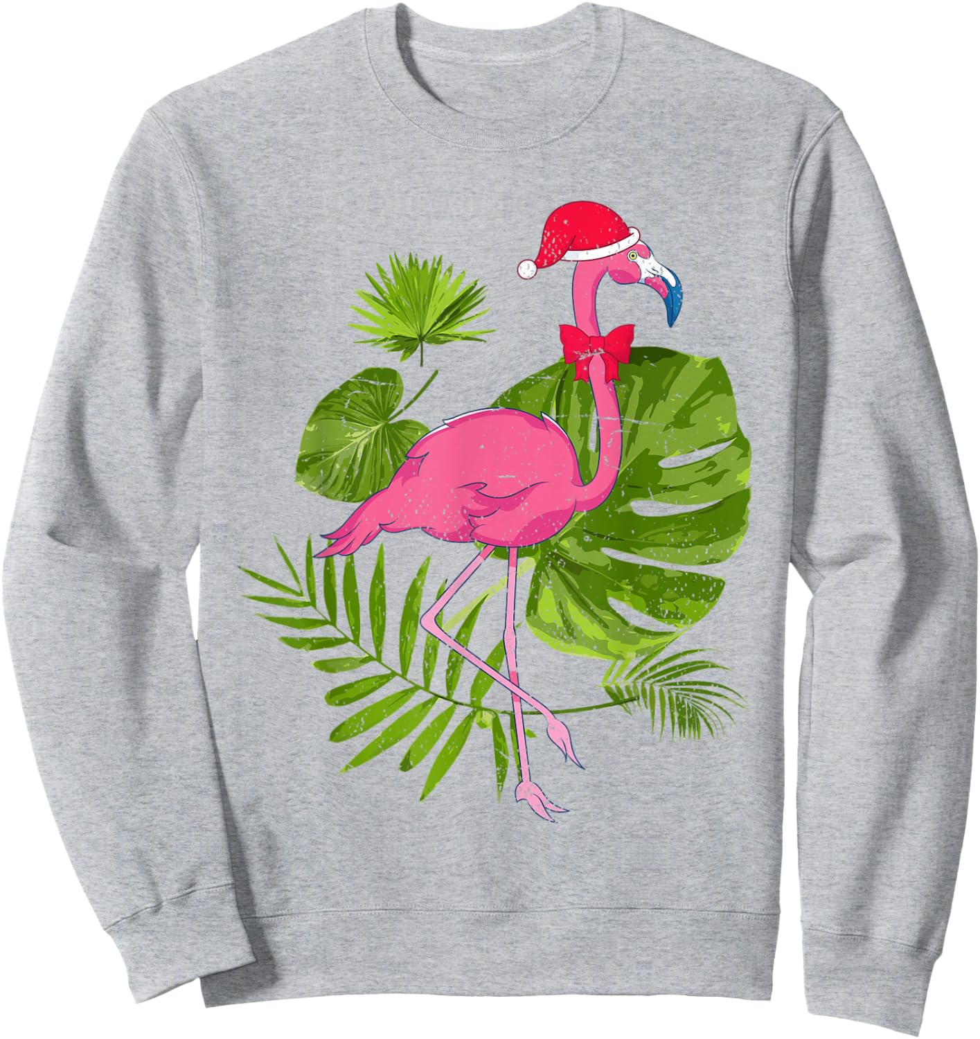 Tropical Santa Hat Flamingo Hawaii Summer Christmas In July Men Women Kids Sweatshirt - Sweatshirt | Ash