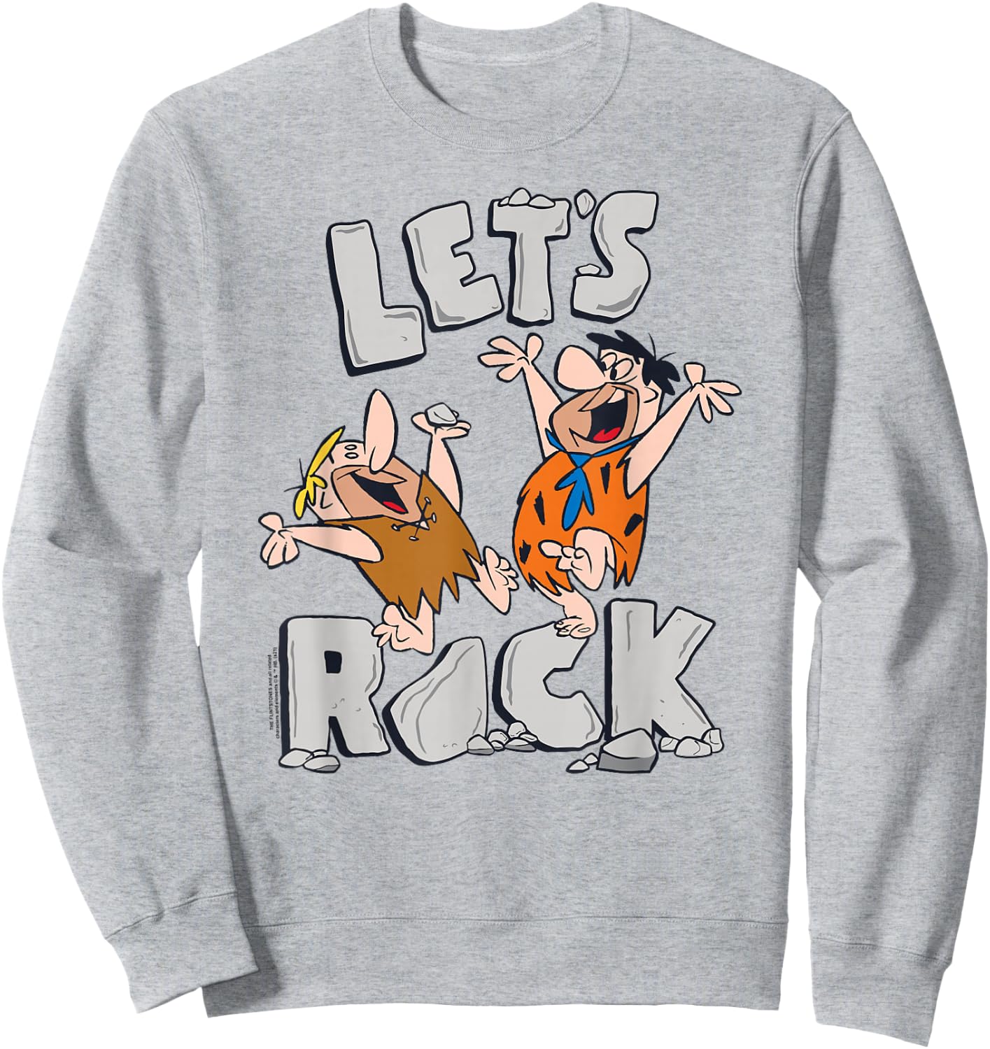 The Flintstones Fred Barney Let's Rock Sweatshirt - Sweatshirt | Ash