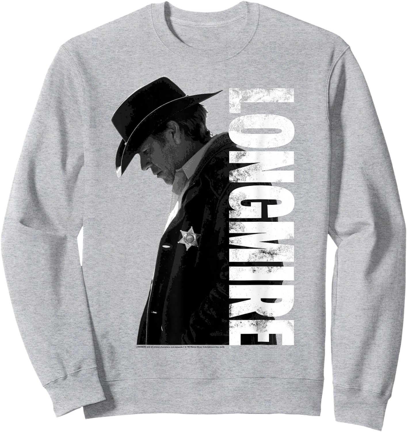 Warner Bros. Longmire Profile - -Adult, Silver, Small, Short Sleeve, , Classic Fit, Cotton, Polyester Sweatshirt - Sweatshirt | Ash