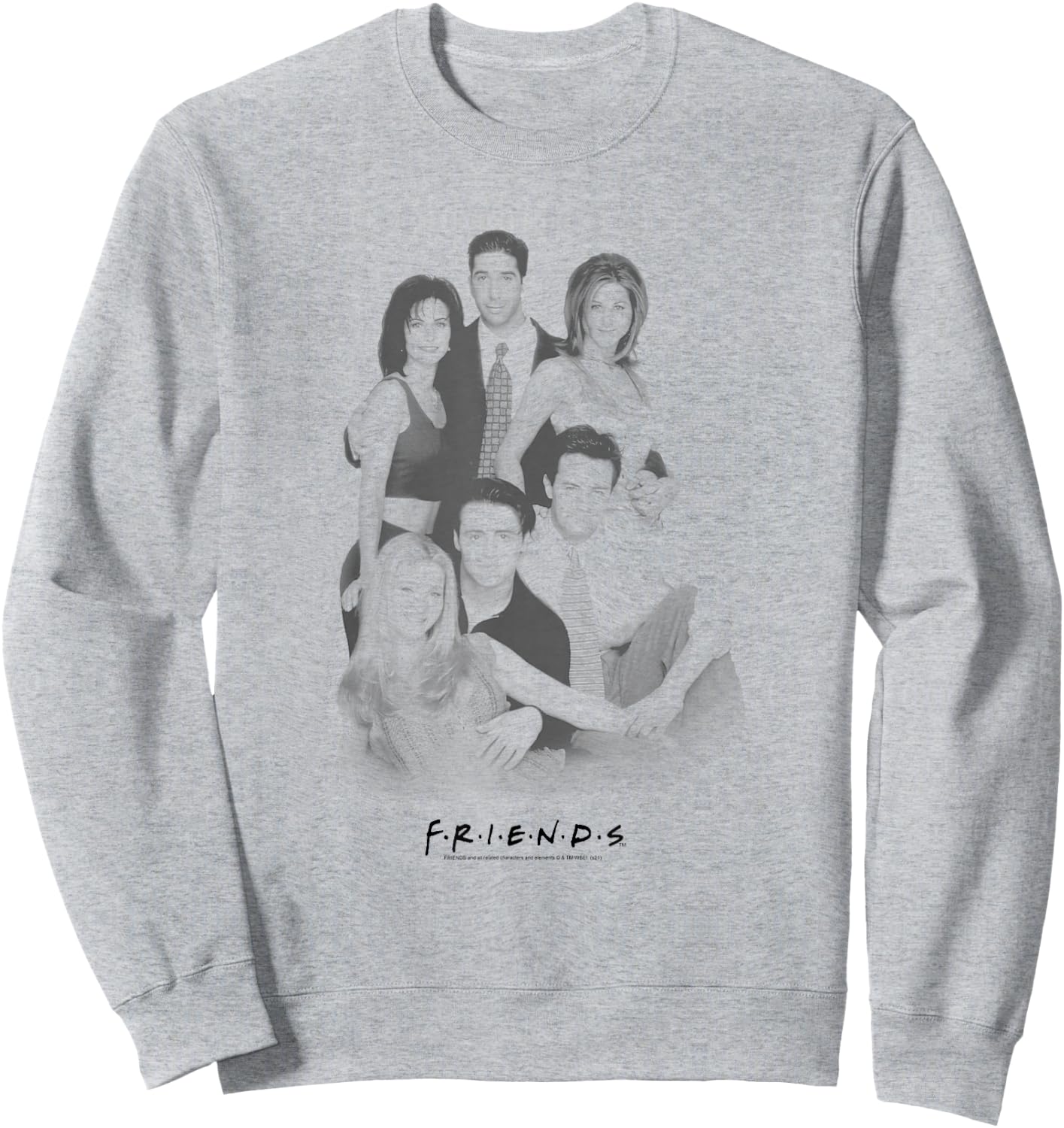 Friends Cast Group Shot Black and White Photo TV Show Sweatshirt - Sweatshirt | Ash