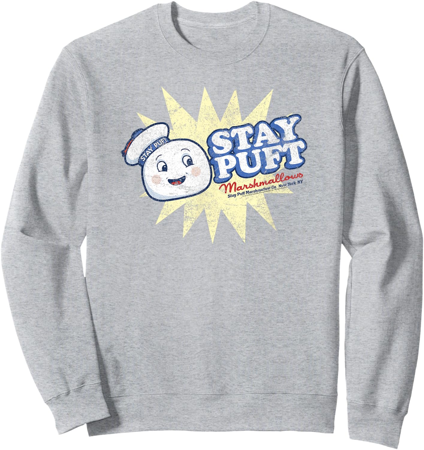 Ghostbusters Vintage Marshmallow Man Poster Sweatshirt - Sweatshirt | Ash