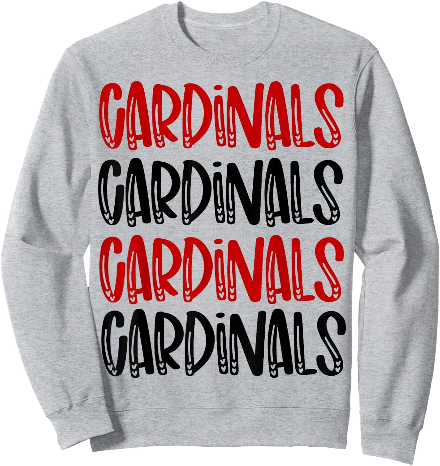 Cardinal Repeating School Spirit Red Black Sweatshirt - Sweatshirt | Ash