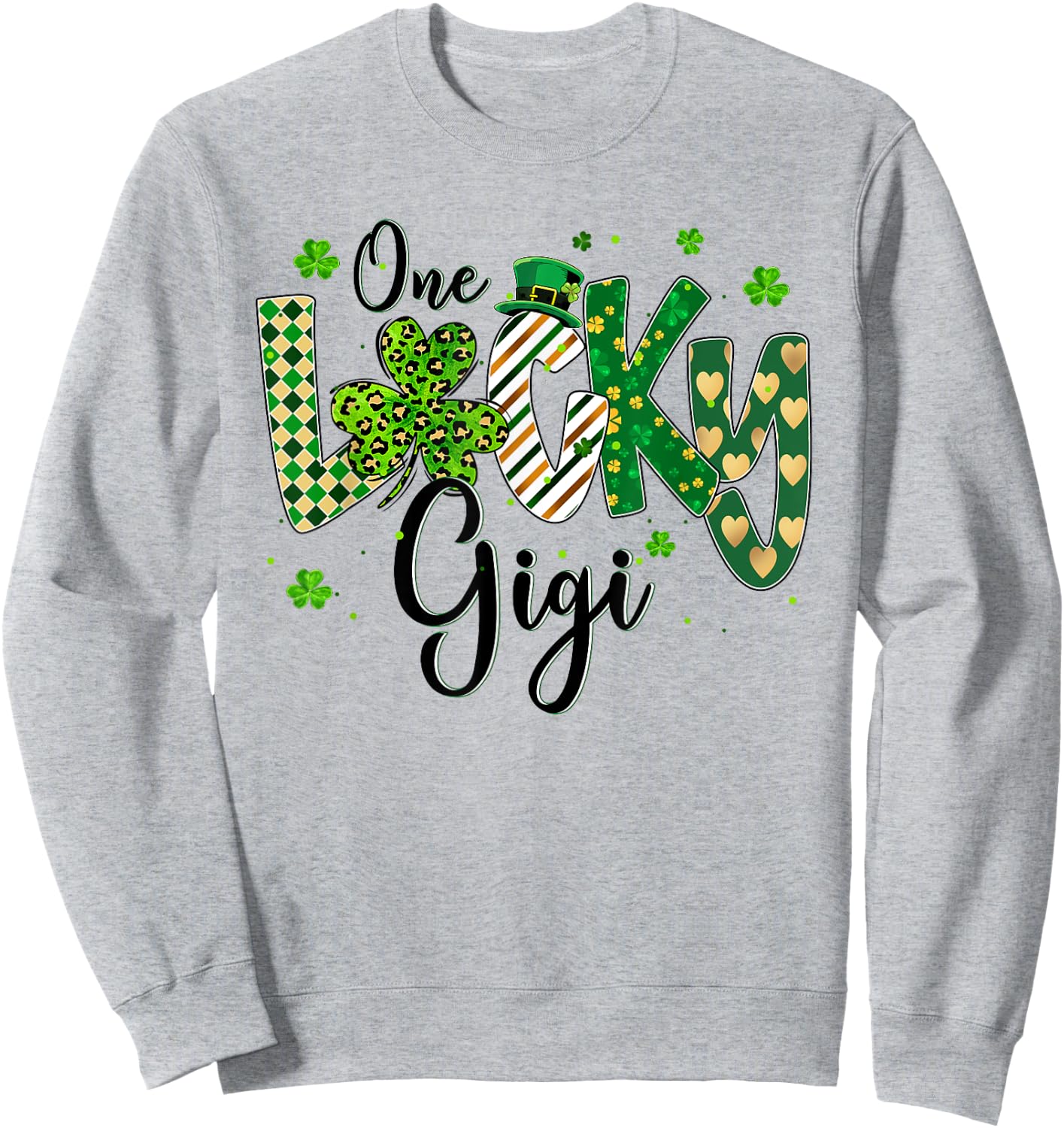 Shamrock One Lucky Gigi St. Patrick's Day Mother Mom Sweatshirt - Sweatshirt | Ash